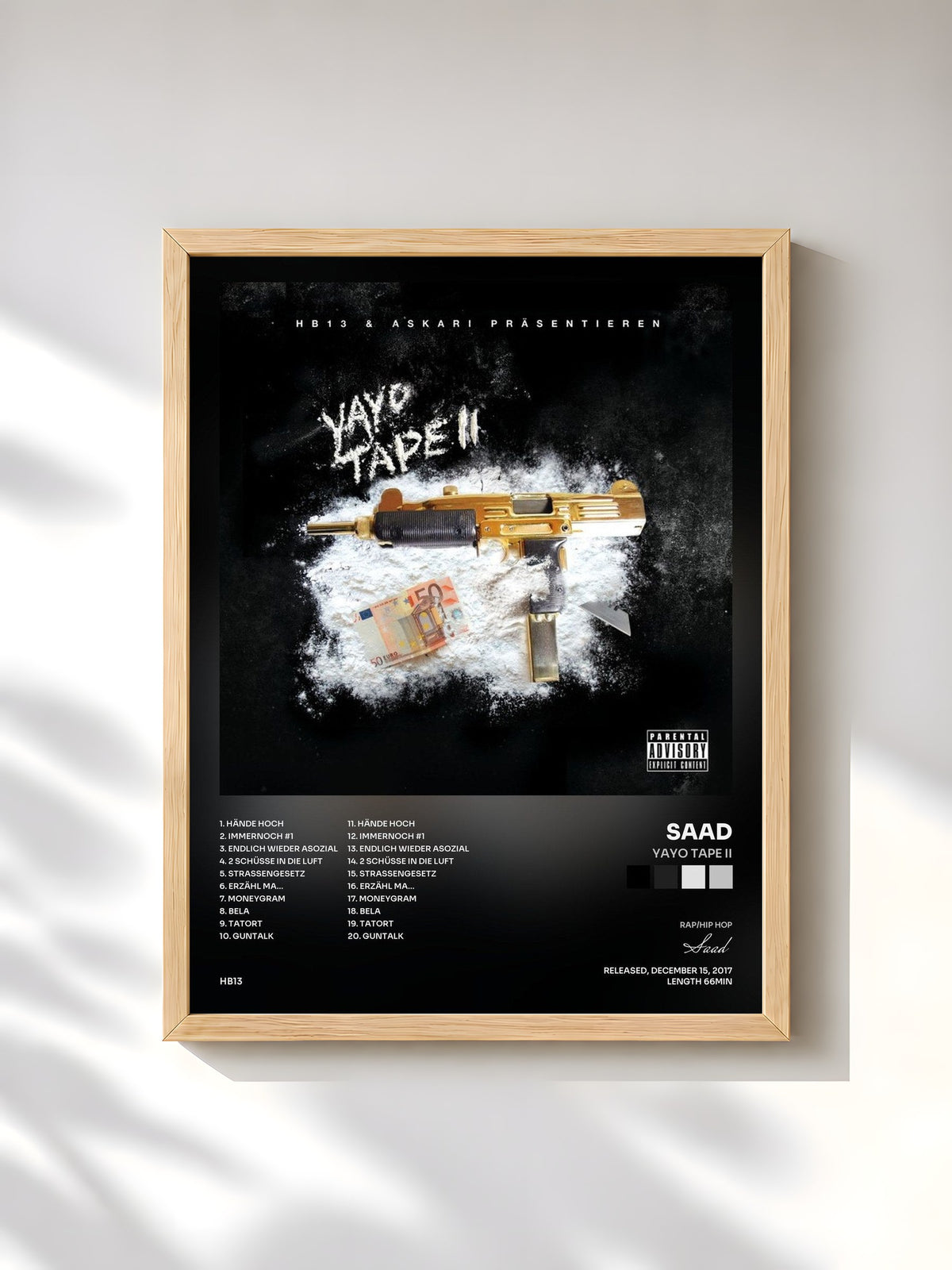 #bois Tableau de l'album Yayo Tape II de Saad, cadre en bois brut, imprimé et encadré en France