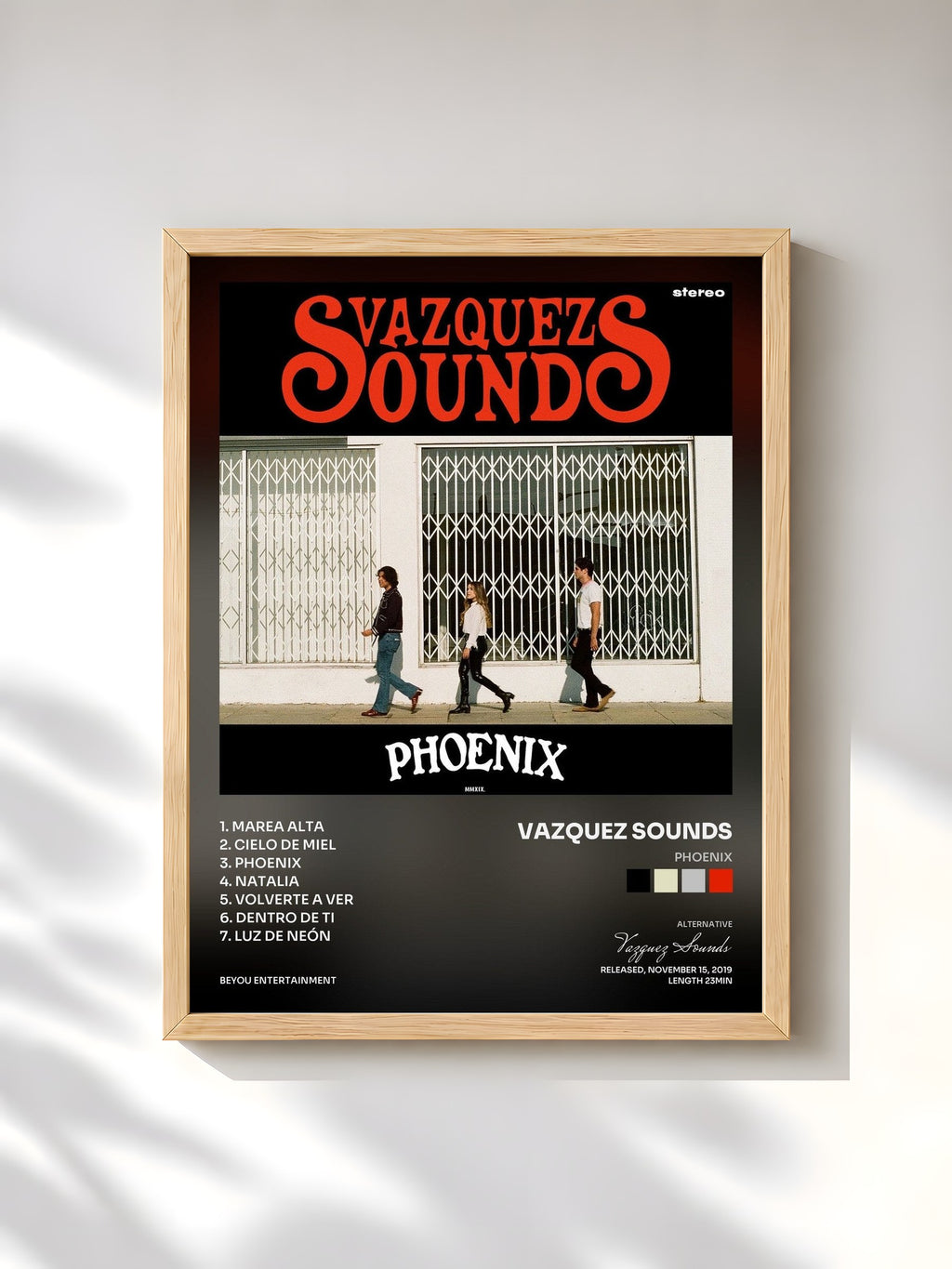 #bois Tableau de l'album Phoenix de Vazquez Sounds, cadre en bois brut, imprimé et encadré en France