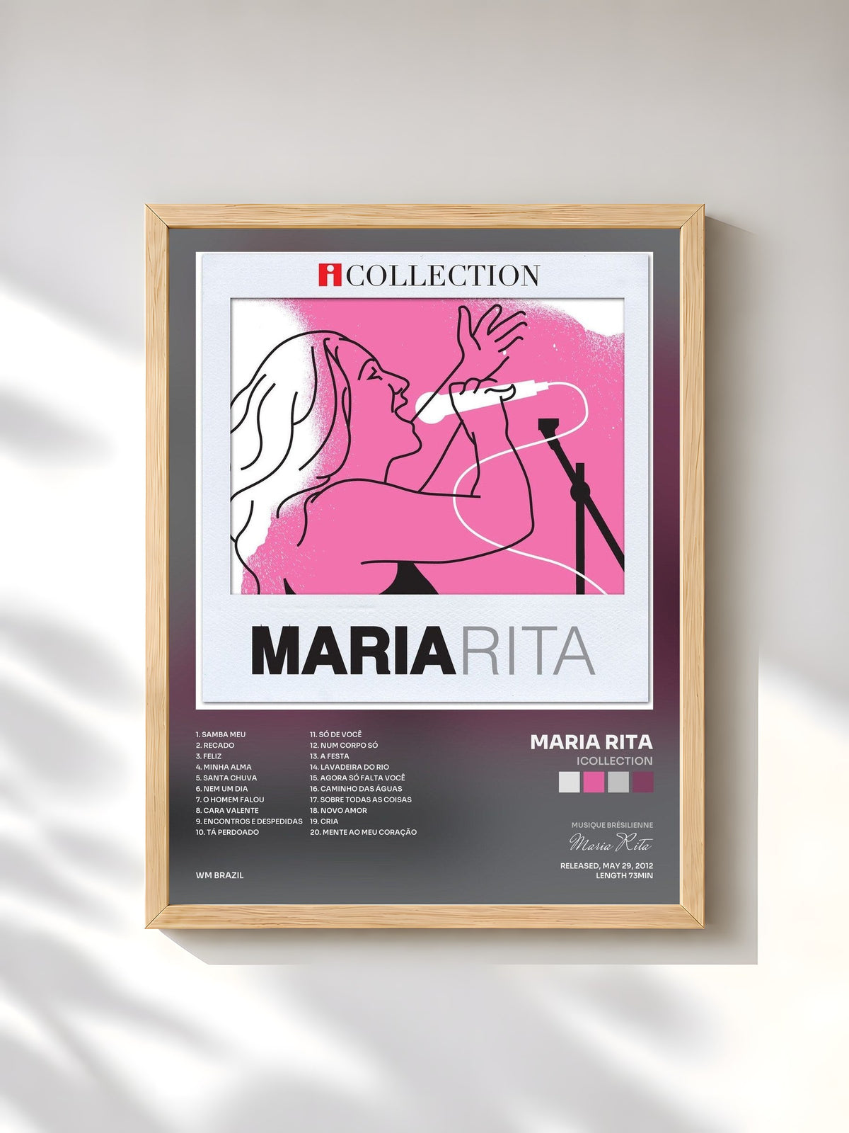 #bois Tableau de l'album iCollection de Maria Rita, cadre en bois brut, imprimé et encadré en France
