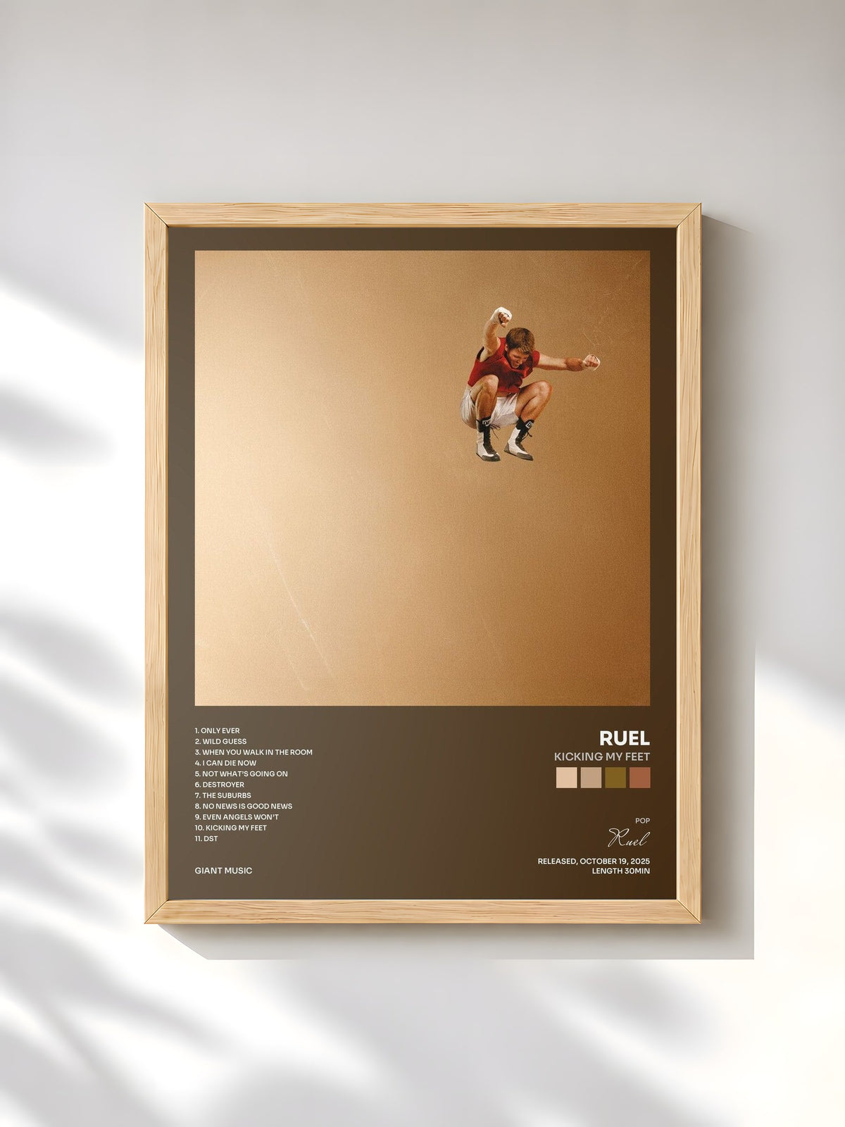 #bois Tableau de l'album Kicking My Feet de Ruel, cadre en bois brut, imprimé et encadré en France