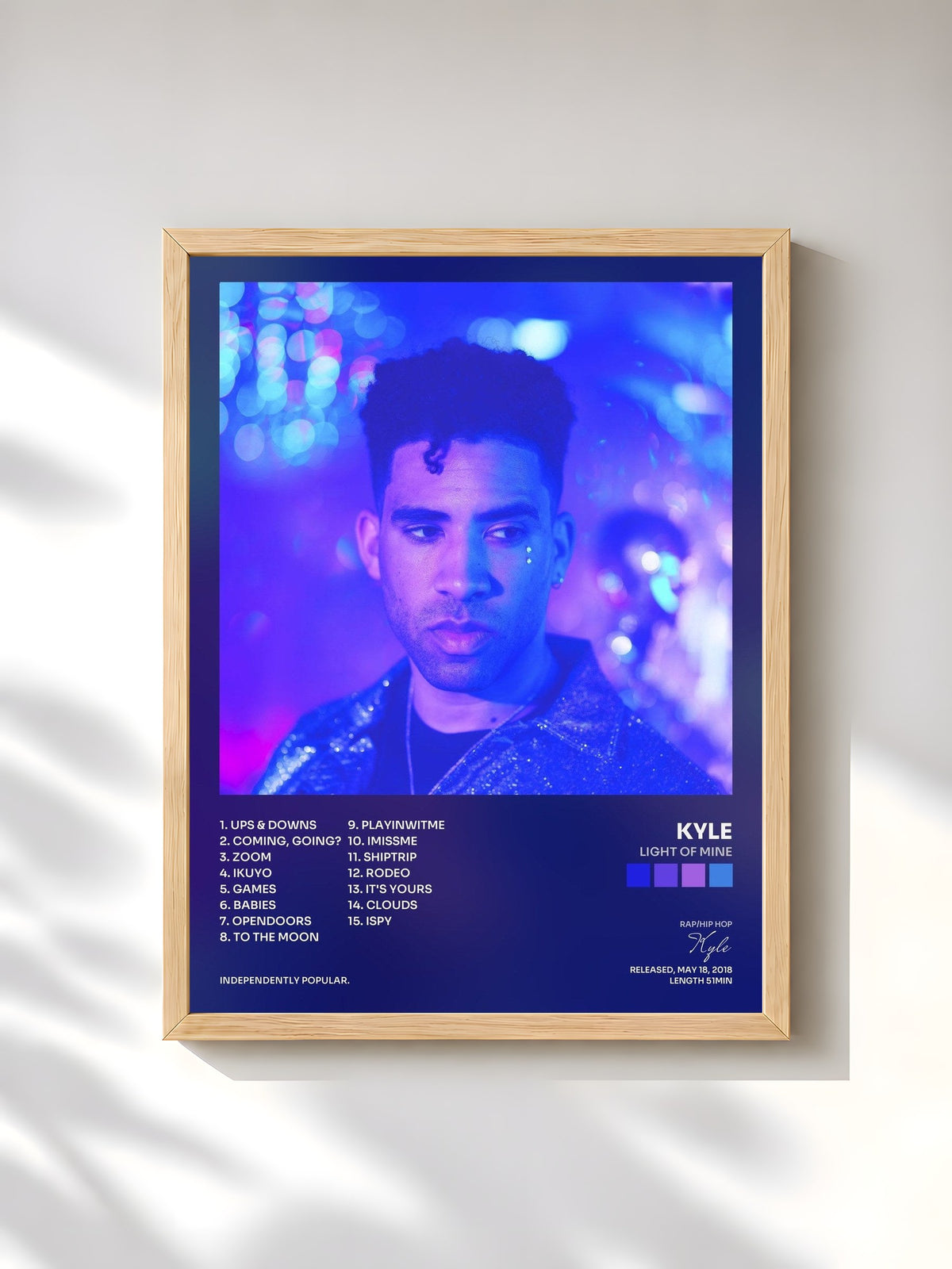 #bois Tableau de l'album Light of Mine de Kyle, cadre en bois brut, imprimé et encadré en France