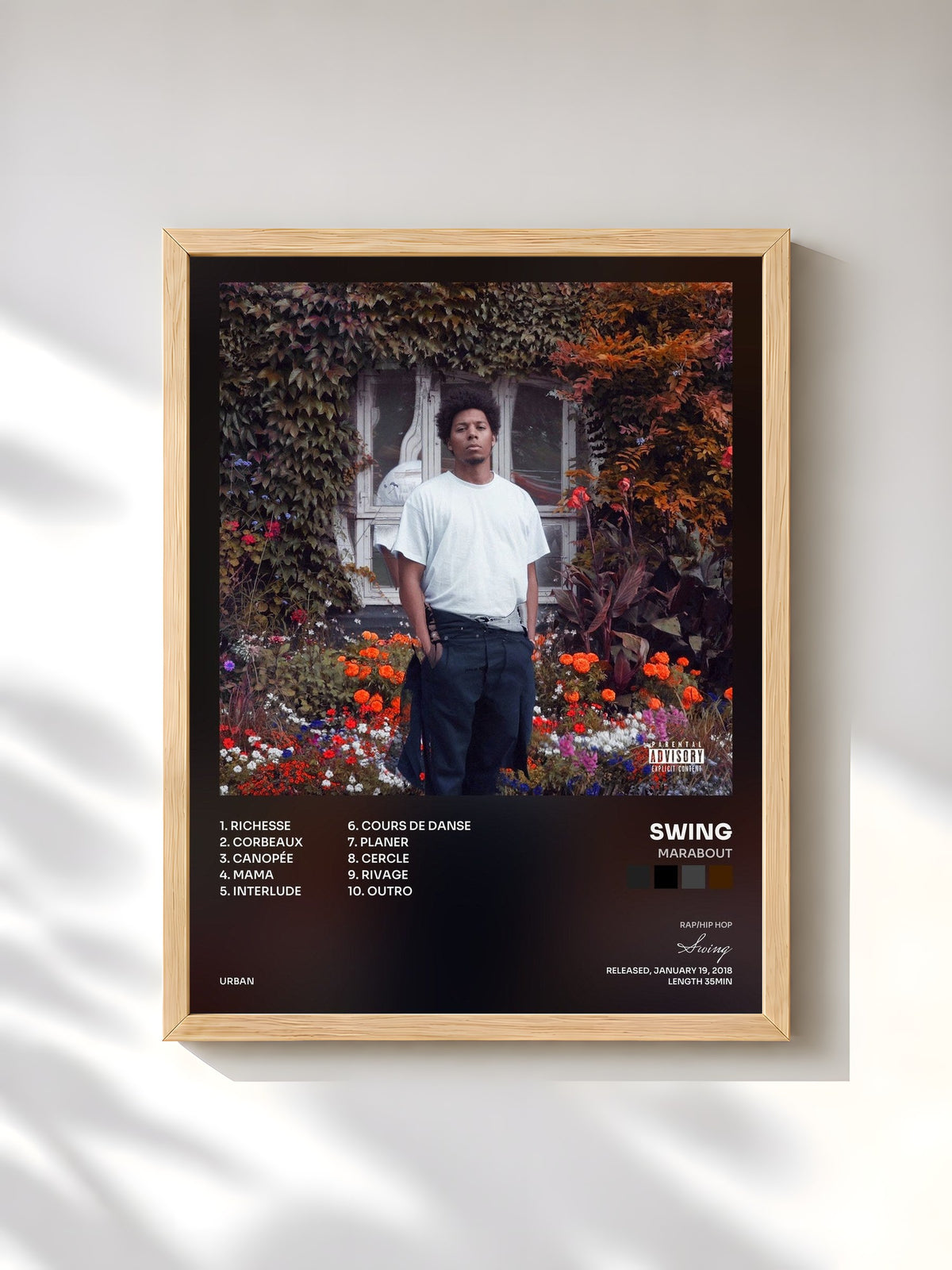 #bois Tableau de l'album Marabout de Swing, cadre en bois brut, imprimé et encadré en France