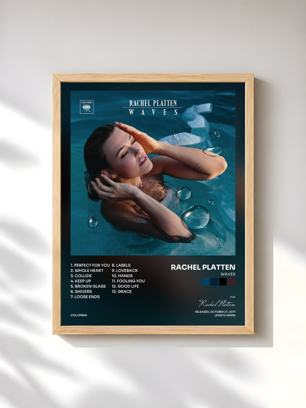 #bois Tableau de l'album Waves de Rachel Platten, cadre en bois brut, imprimé et encadré en France