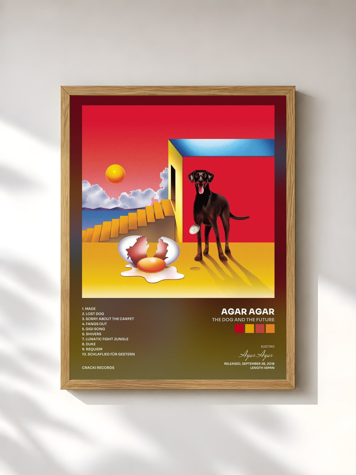 #bois Tableau de l'album The Dog and the Future de Agar Agar, cadre en bois brut, imprimé et encadré en France