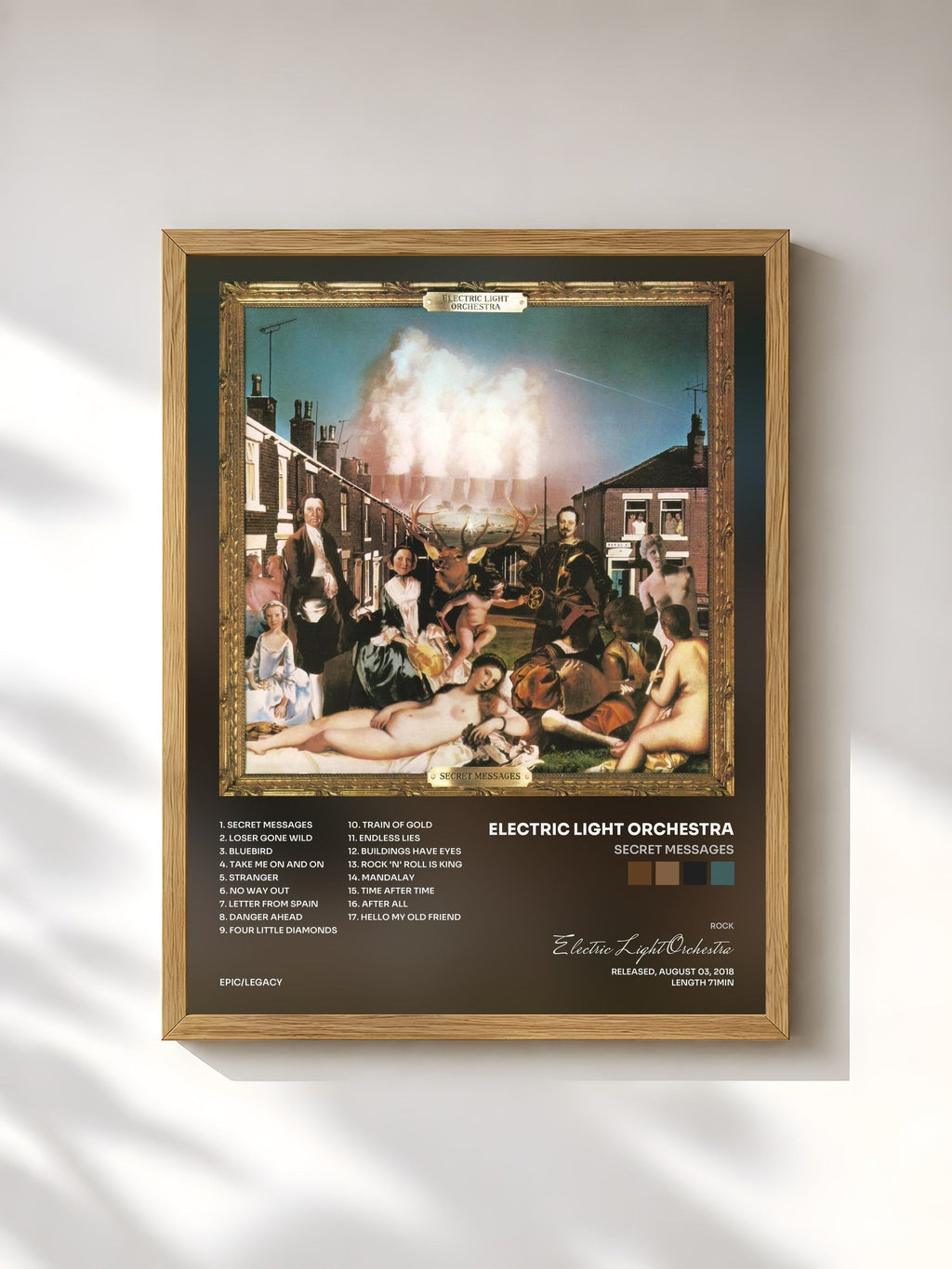 #bois Tableau de l'album Secret Messages de Electric Light Orchestra, cadre en bois brut, imprimé et encadré en France