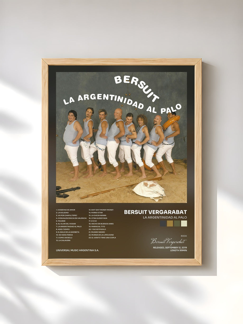 #bois Tableau de l'album La Argentinidad Al Palo de Bersuit Vergarabat, cadre en bois brut, imprimé et encadré en France