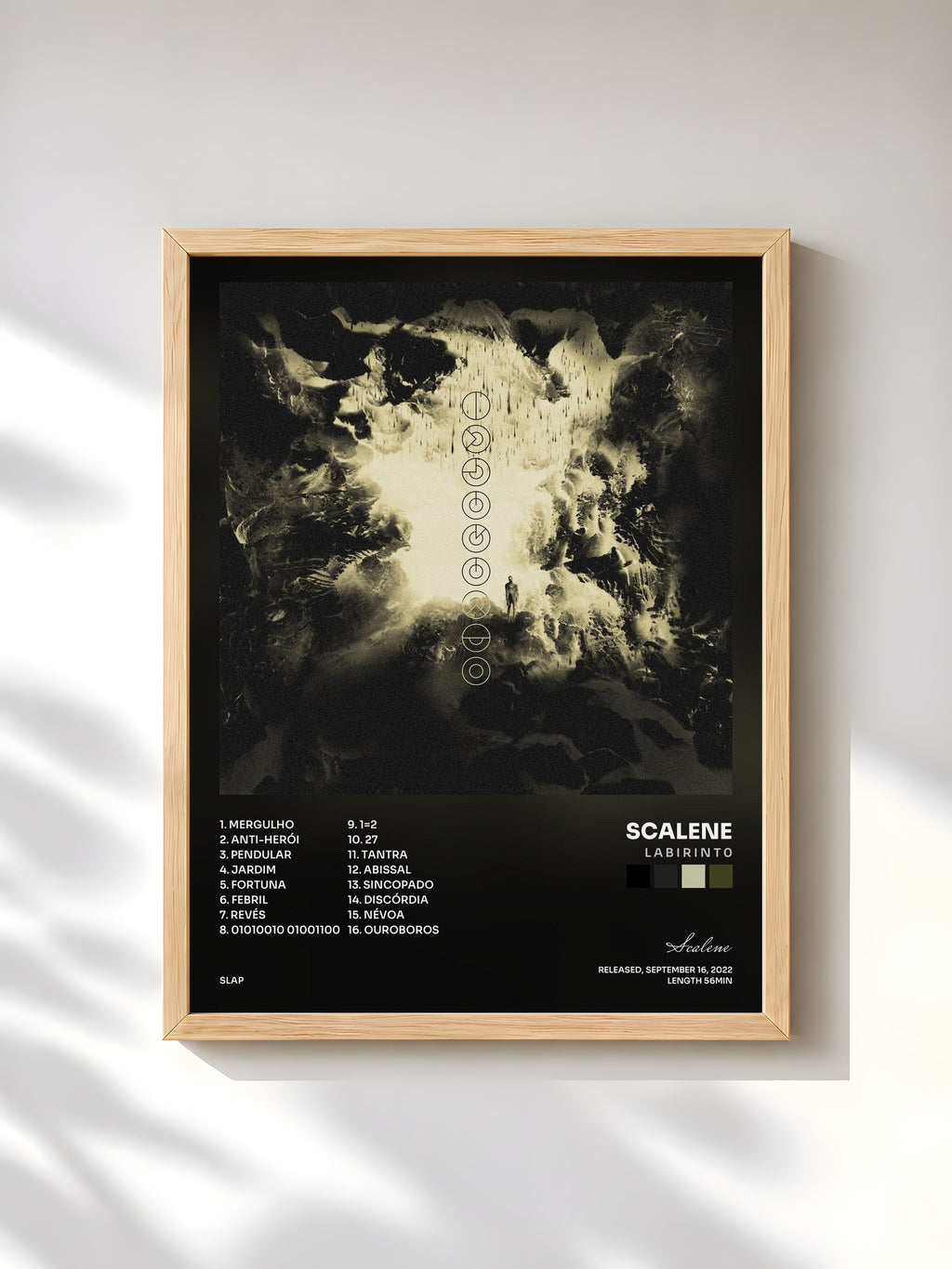 #bois Tableau de l'album L A B I R I N T 0 de Scalene, cadre en bois brut, imprimé et encadré en France