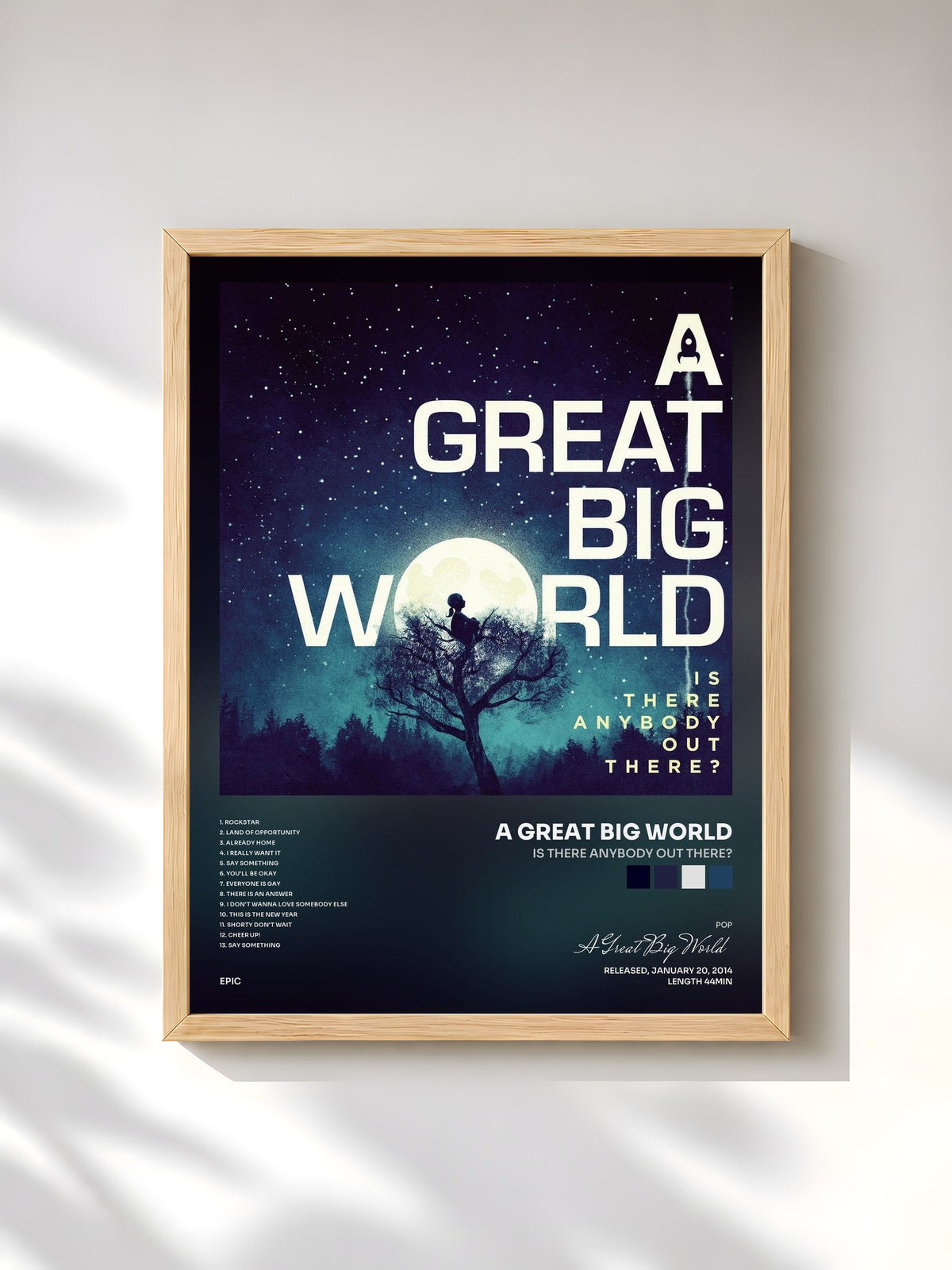 #bois Tableau de l'album Is There Anybody Out There? de A Great Big World, cadre en bois brut, imprimé et encadré en France