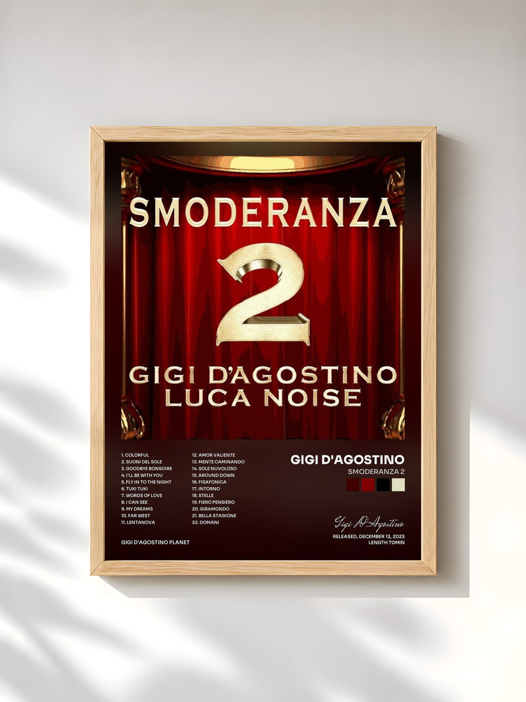 #bois Tableau de l'album Smoderanza 2 de Gigi D'Agostino, cadre en bois brut, imprimé et encadré en France