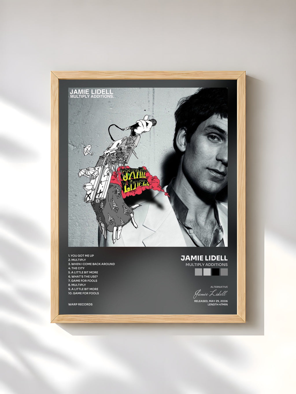 #bois Tableau de l'album Multiply Additions de Jamie Lidell, cadre en bois brut, imprimé et encadré en France