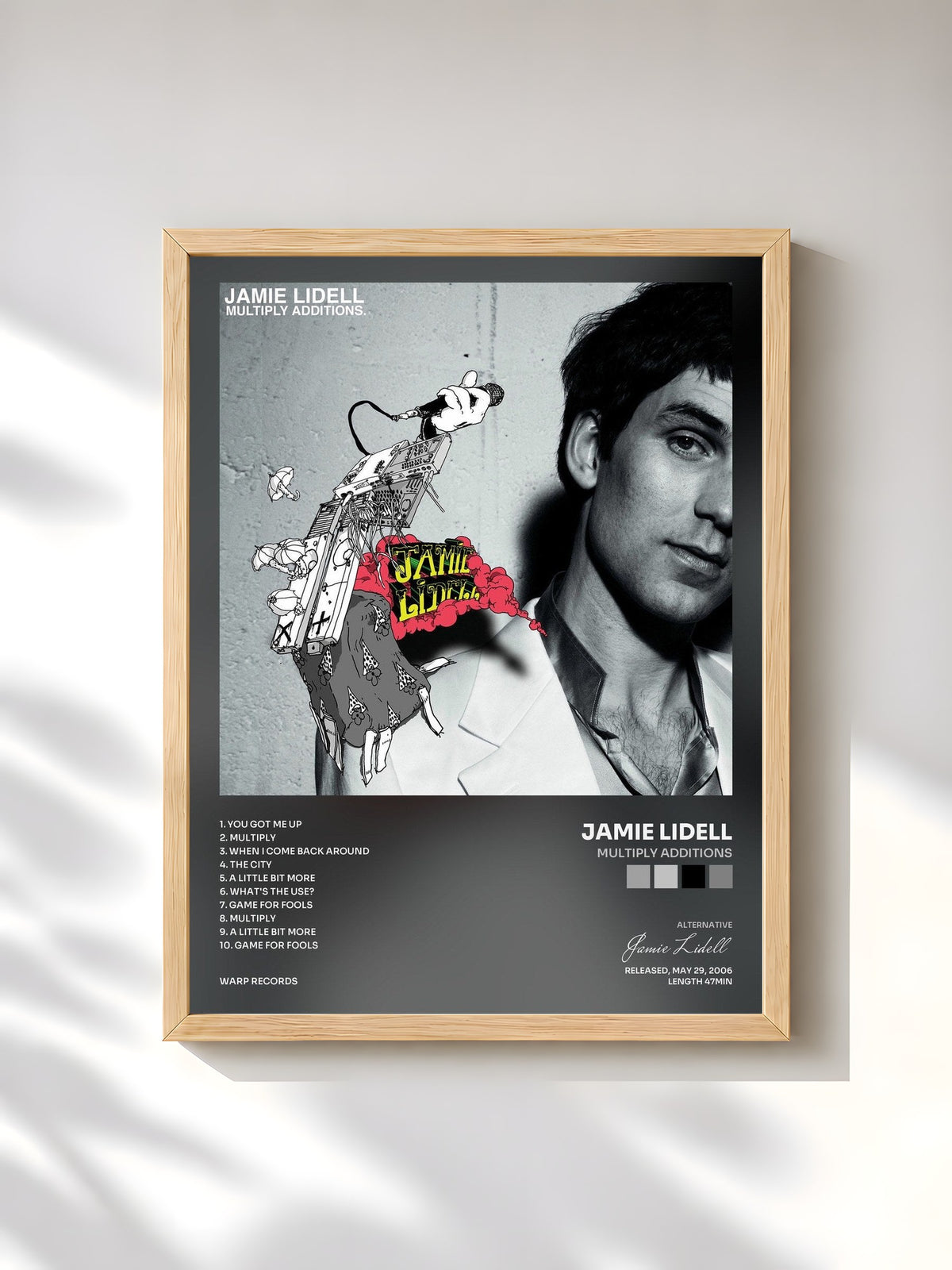 #bois Tableau de l'album Multiply Additions de Jamie Lidell, cadre en bois brut, imprimé et encadré en France