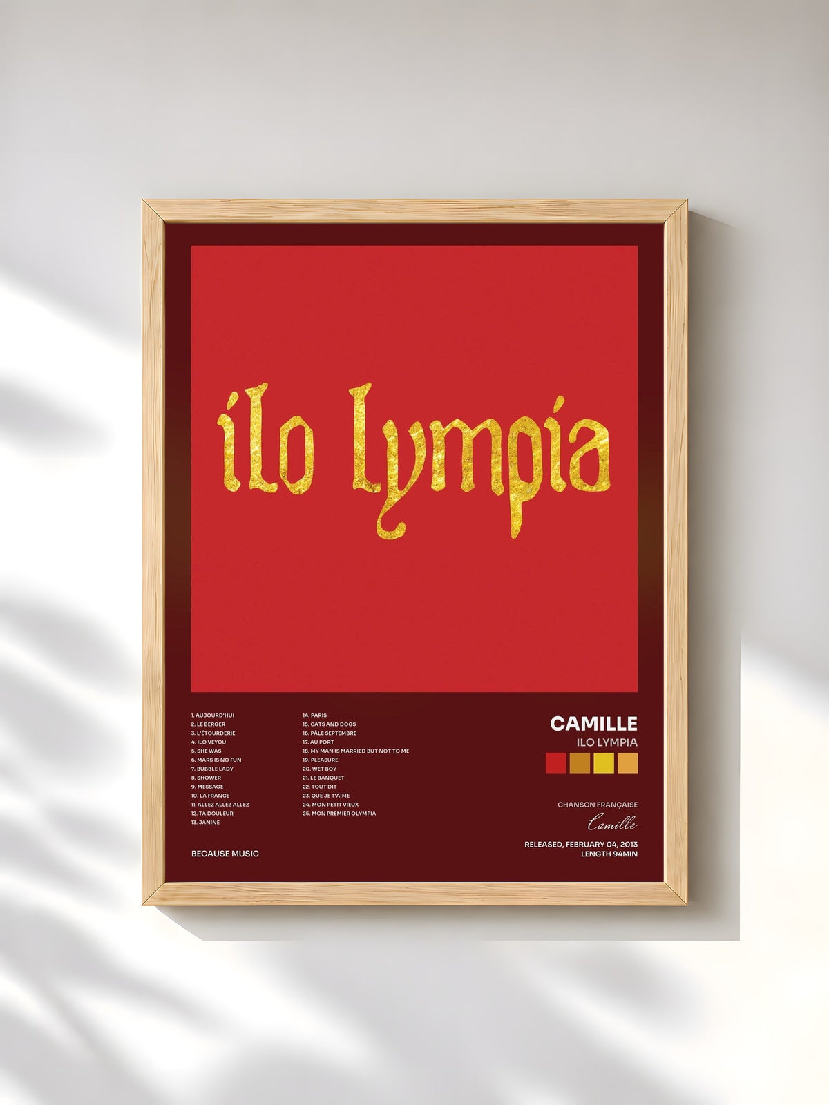 #bois Tableau de l'album Ilo Lympia de Camille, cadre en bois brut, imprimé et encadré en France