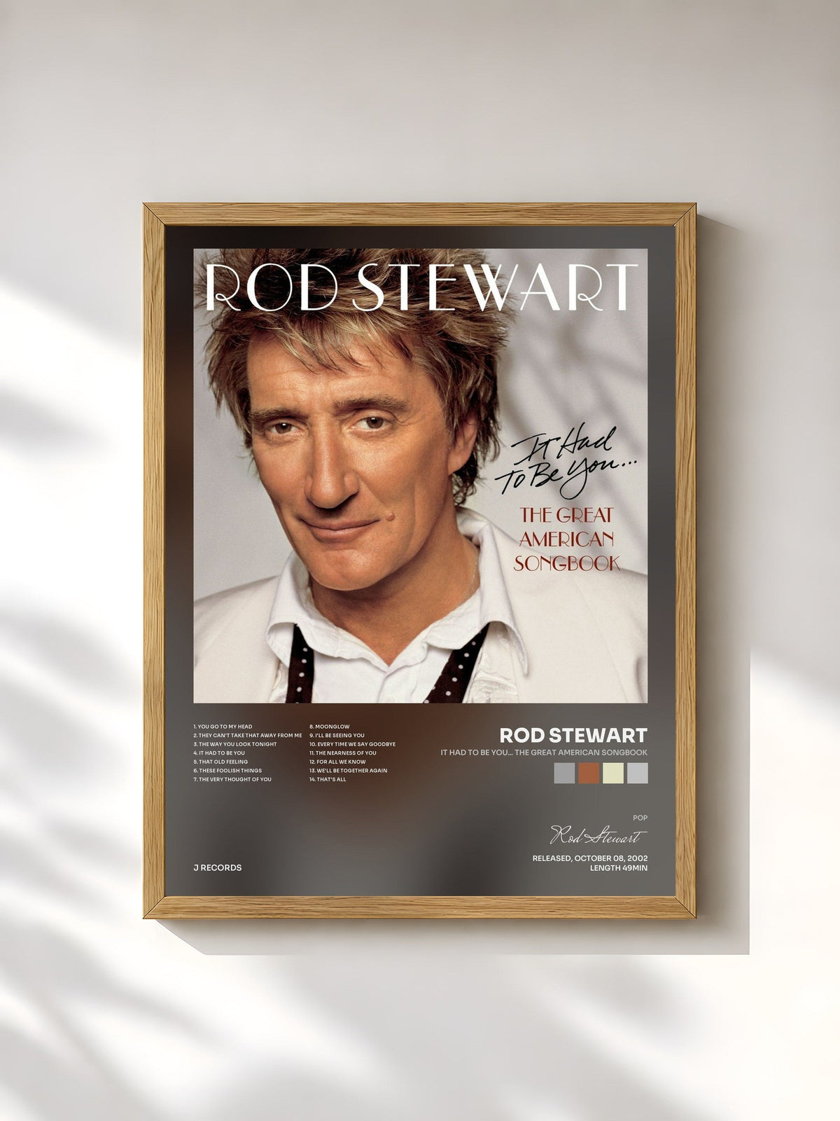 #bois Tableau de l'album It Had To be You... The Great American Songbook de Rod Stewart, cadre en bois brut, imprimé et encadré en France