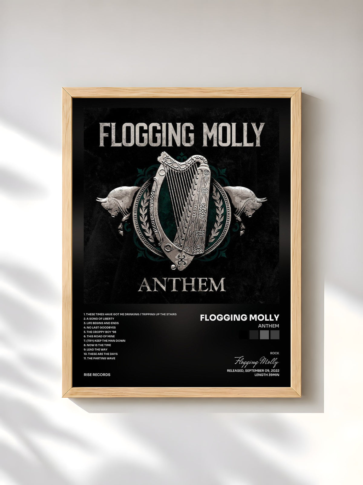 #bois Tableau de l'album Anthem de Flogging Molly, cadre en bois brut, imprimé et encadré en France