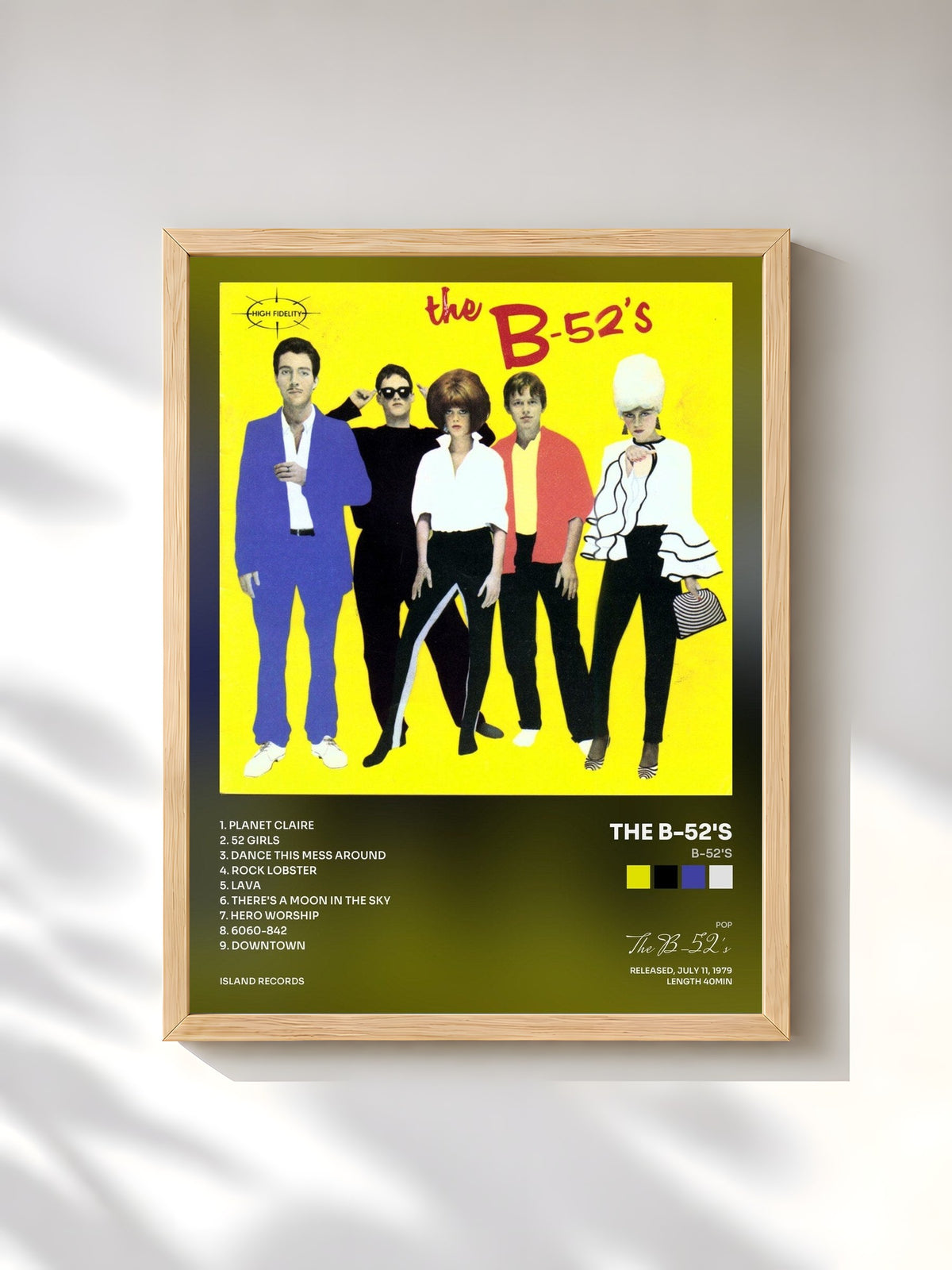 #bois Tableau de l'album B-52's de The B-52's, cadre en bois brut, imprimé et encadré en France