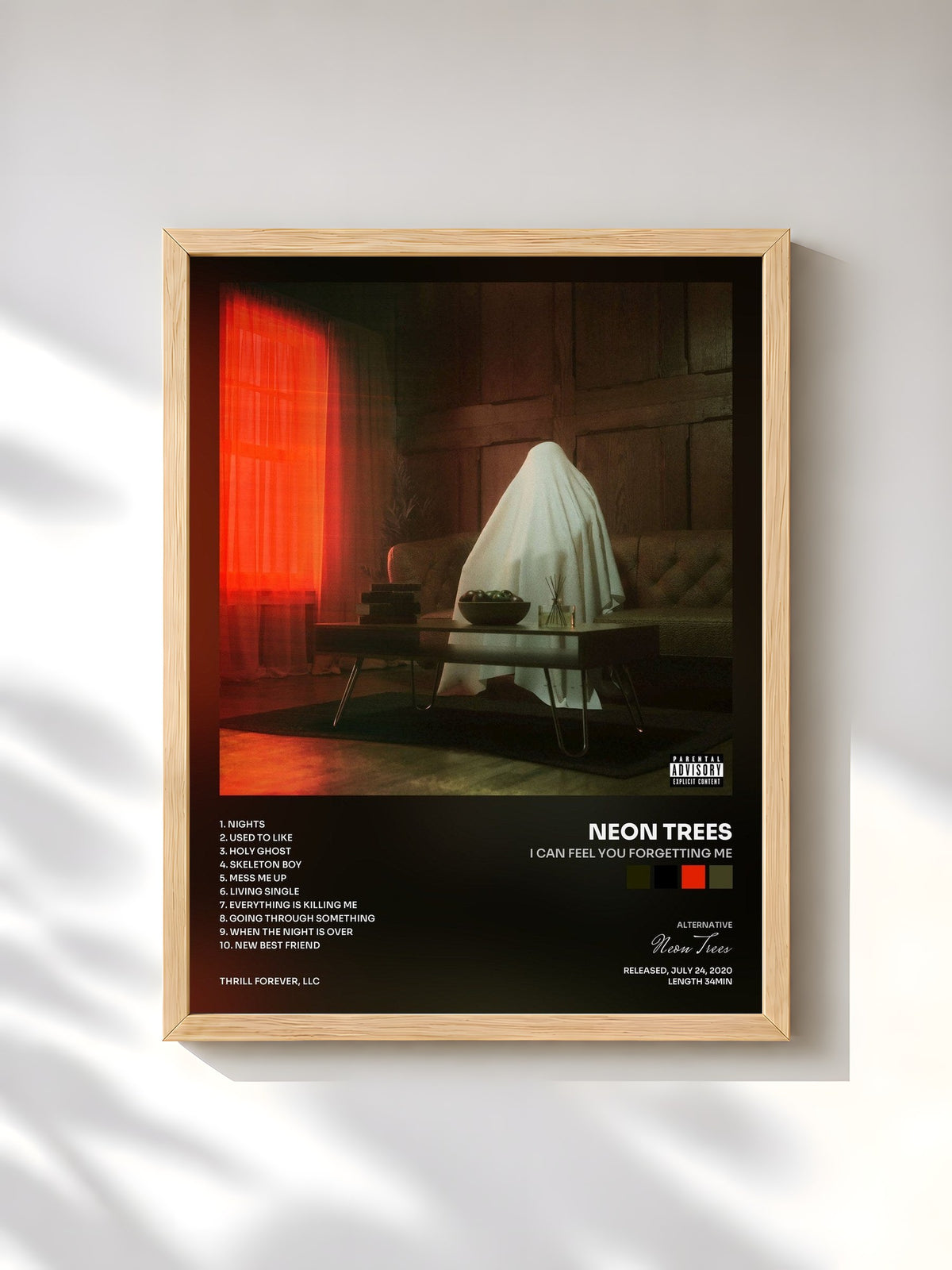#bois Tableau de l'album I Can Feel You Forgetting Me de Neon Trees, cadre en bois brut, imprimé et encadré en France