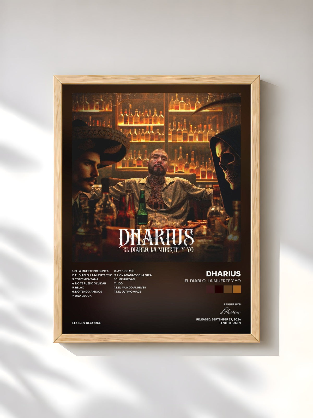 #bois Tableau de l'album El Diablo, La Muerte y Yo de Dharius, cadre en bois brut, imprimé et encadré en France