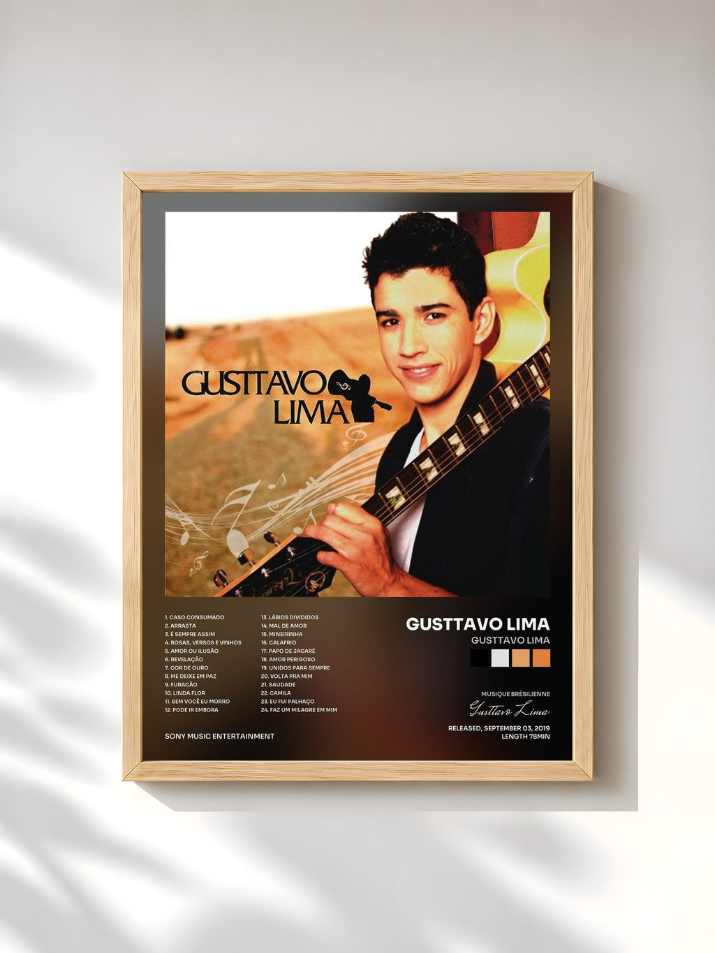 #bois Tableau de l'album Gusttavo Lima de Gusttavo Lima, cadre en bois brut, imprimé et encadré en France
