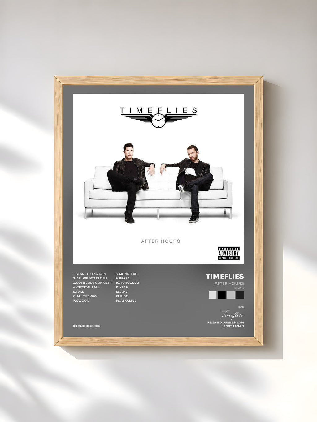 #bois Tableau de l'album After Hours (Deluxe) de Timeflies, cadre en bois brut, imprimé et encadré en France
