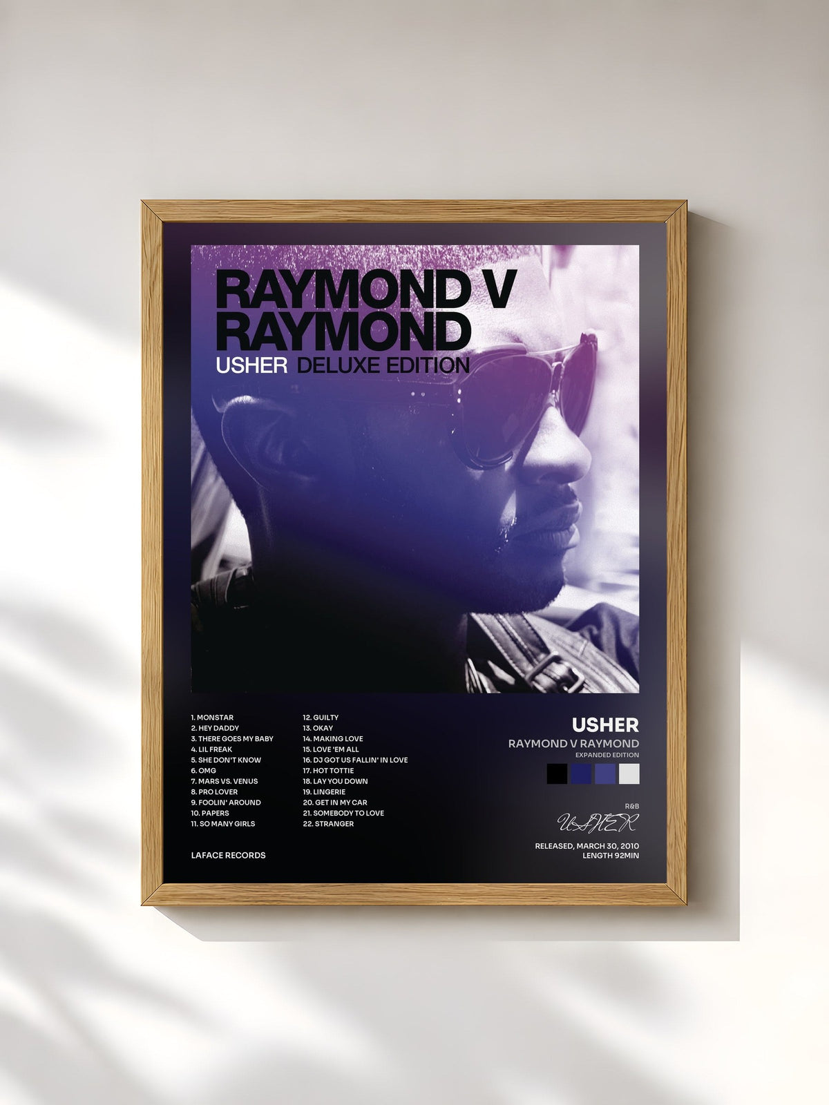 #bois Tableau de l'album Raymond v Raymond (Expanded Edition) de USHER, cadre en bois brut, imprimé et encadré en France