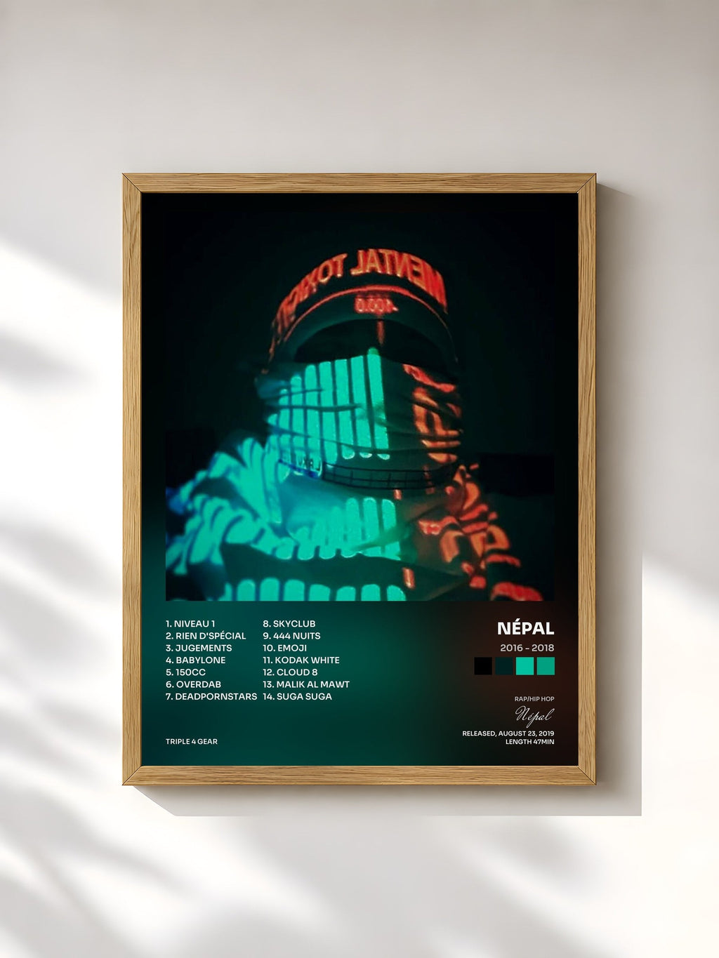 #bois Tableau de l'album 2016 - 2018 de Népal, cadre en bois brut, imprimé et encadré en France