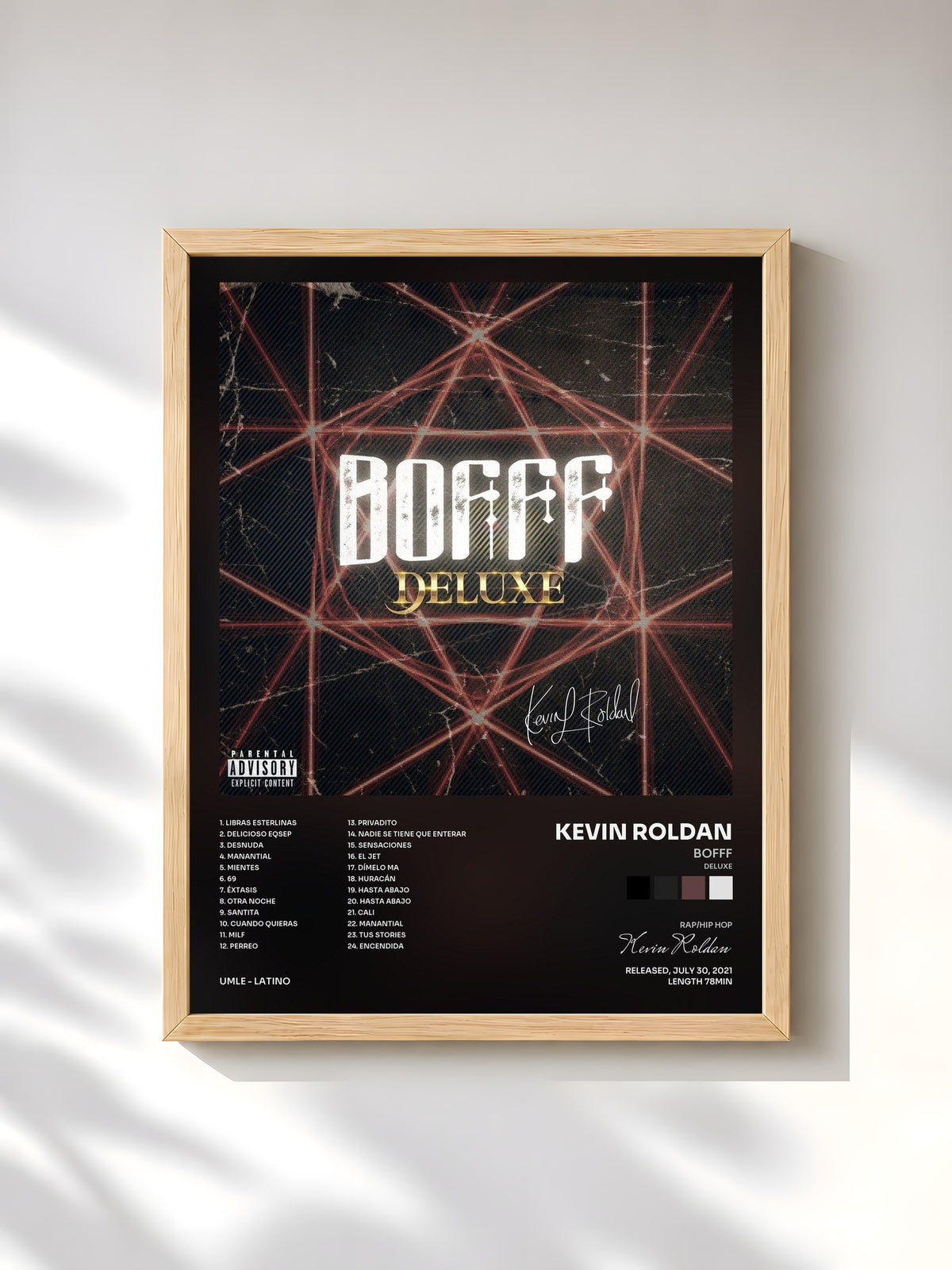 #bois Tableau de l'album Bofff (Deluxe) de Kevin Roldan, cadre en bois brut, imprimé et encadré en France