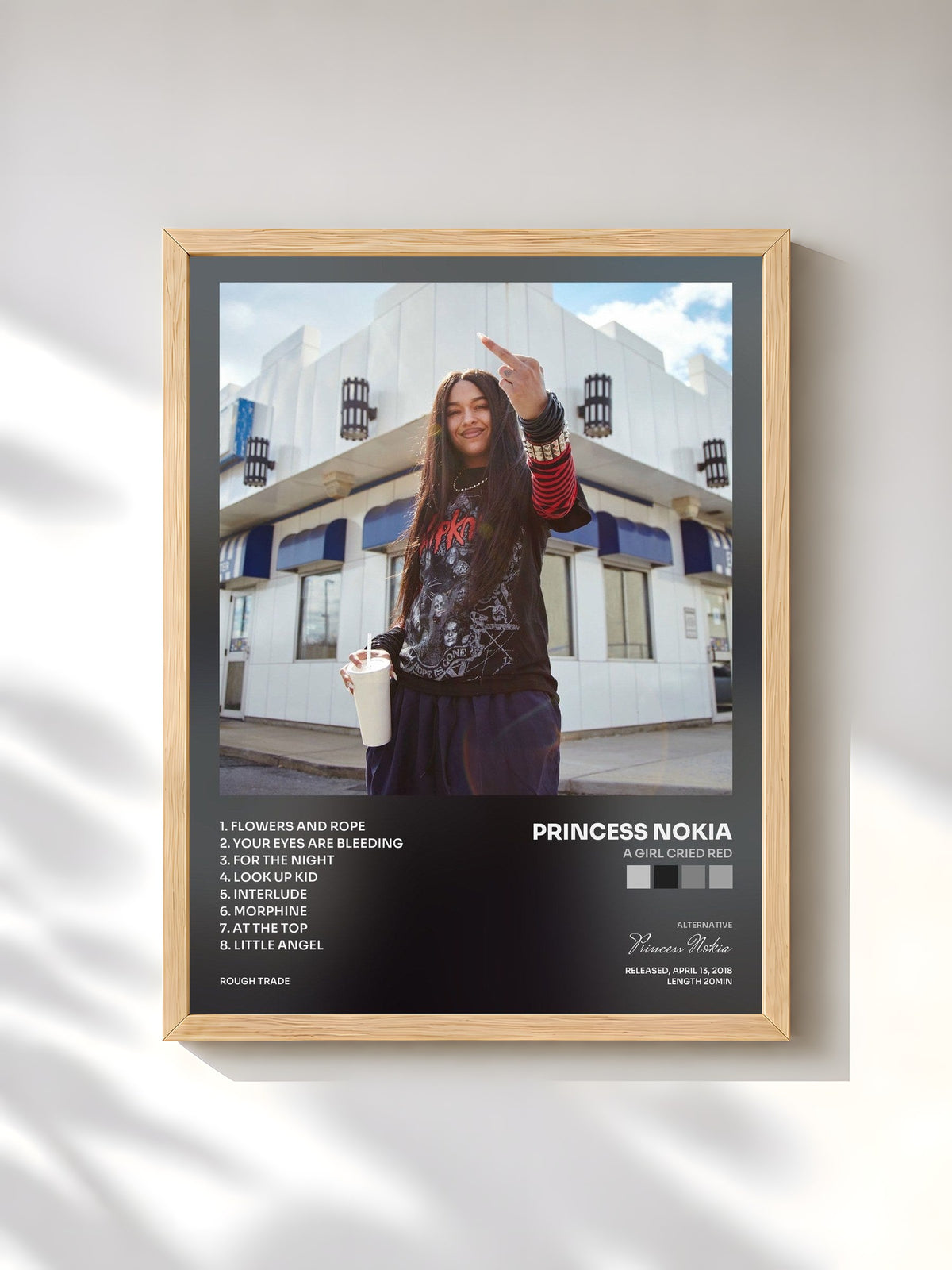 #bois Tableau de l'album A Girl Cried Red de Princess Nokia, cadre en bois brut, imprimé et encadré en France