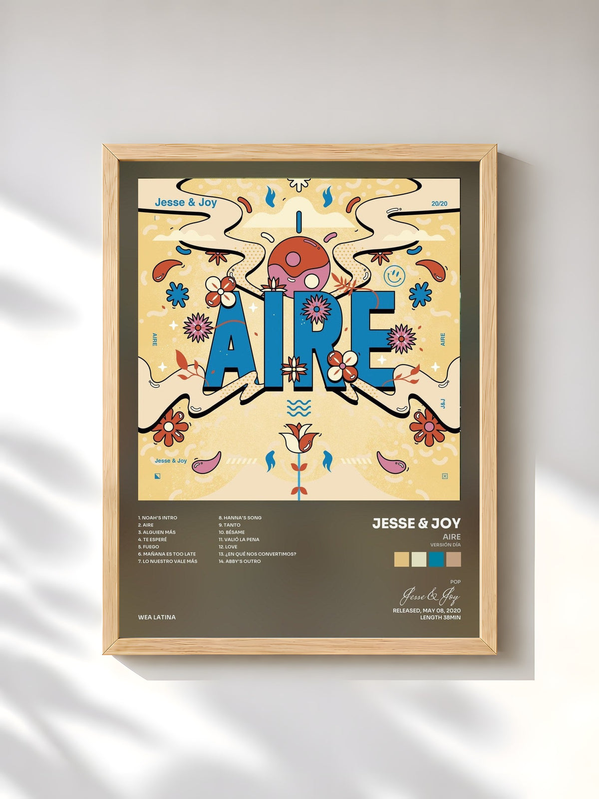#bois Tableau de l'album Aire (Versión Día) de Jesse & Joy, cadre en bois brut, imprimé et encadré en France