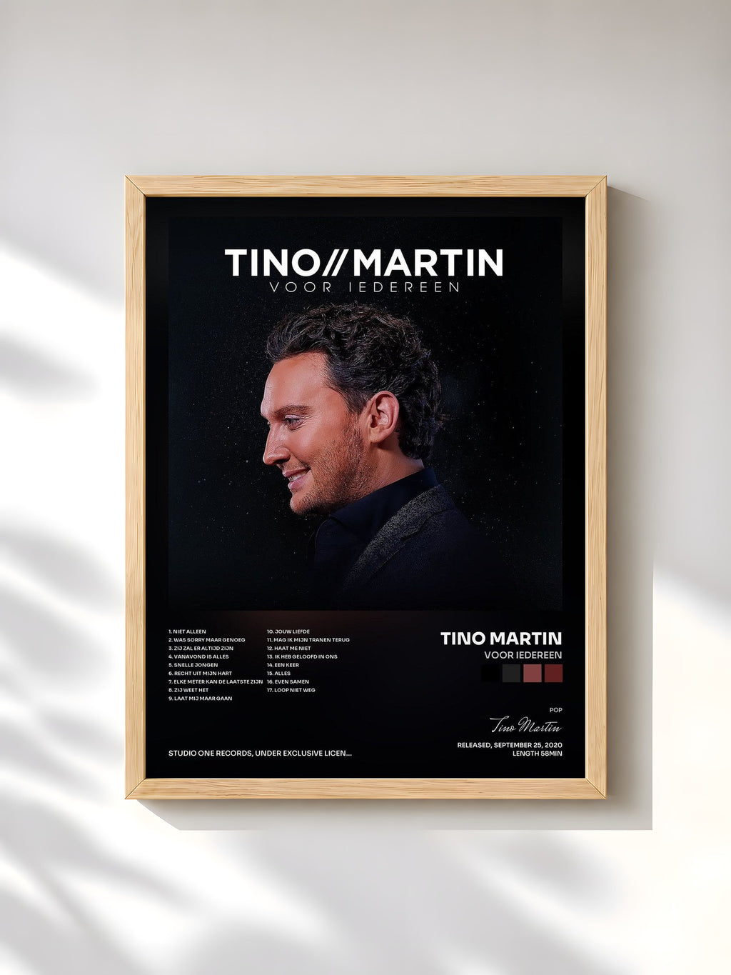 #bois Tableau de l'album Voor Iedereen de Tino Martin, cadre en bois brut, imprimé et encadré en France