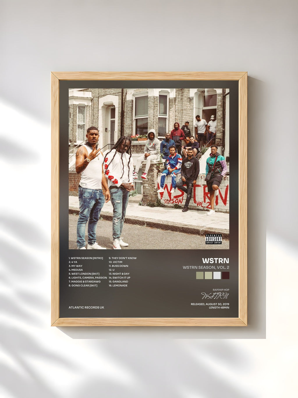#bois Tableau de l'album WSTRN Season, Vol. 2 de WSTRN, cadre en bois brut, imprimé et encadré en France