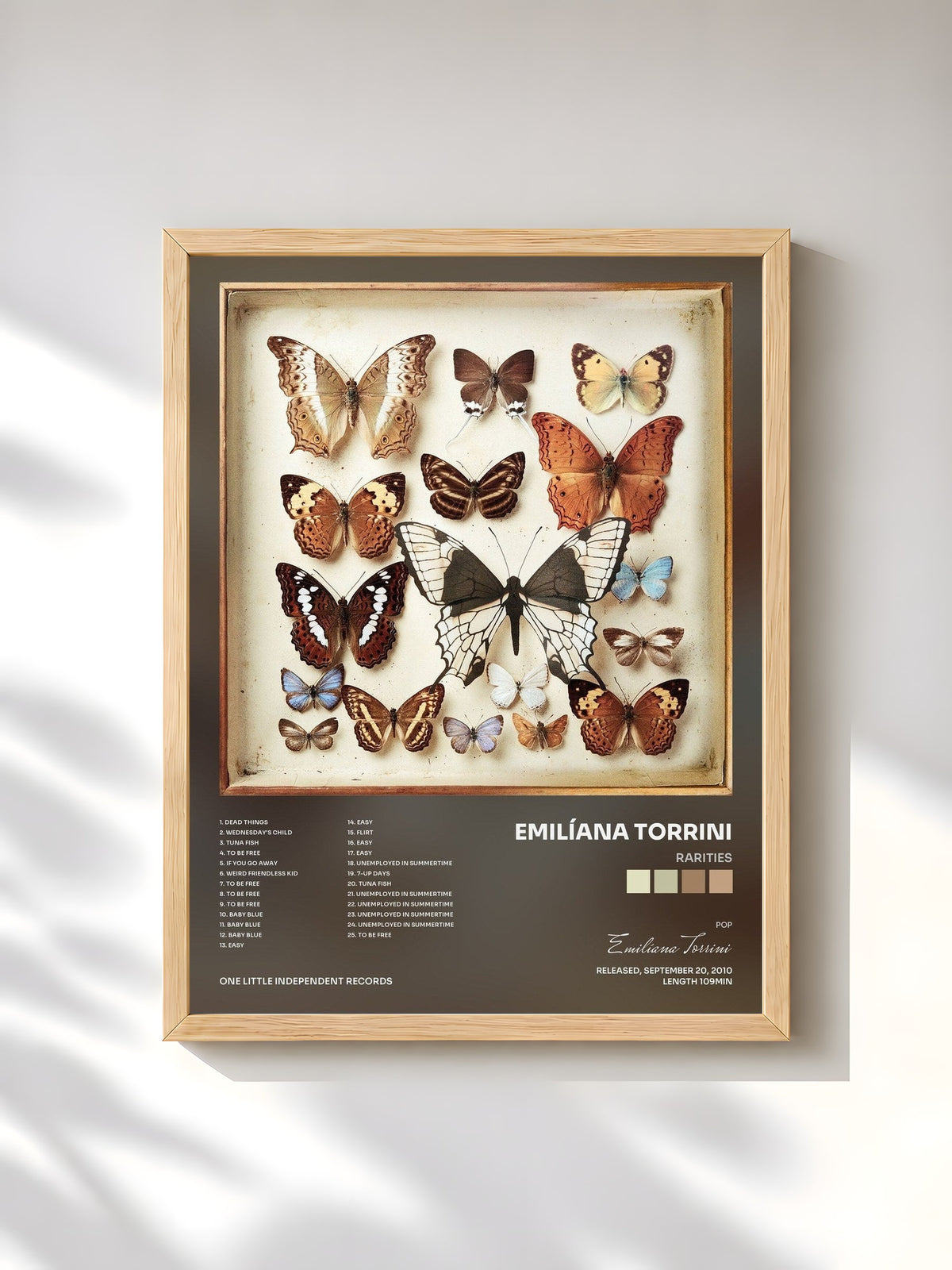 #bois Tableau de l'album Rarities de Emilíana Torrini, cadre en bois brut, imprimé et encadré en France