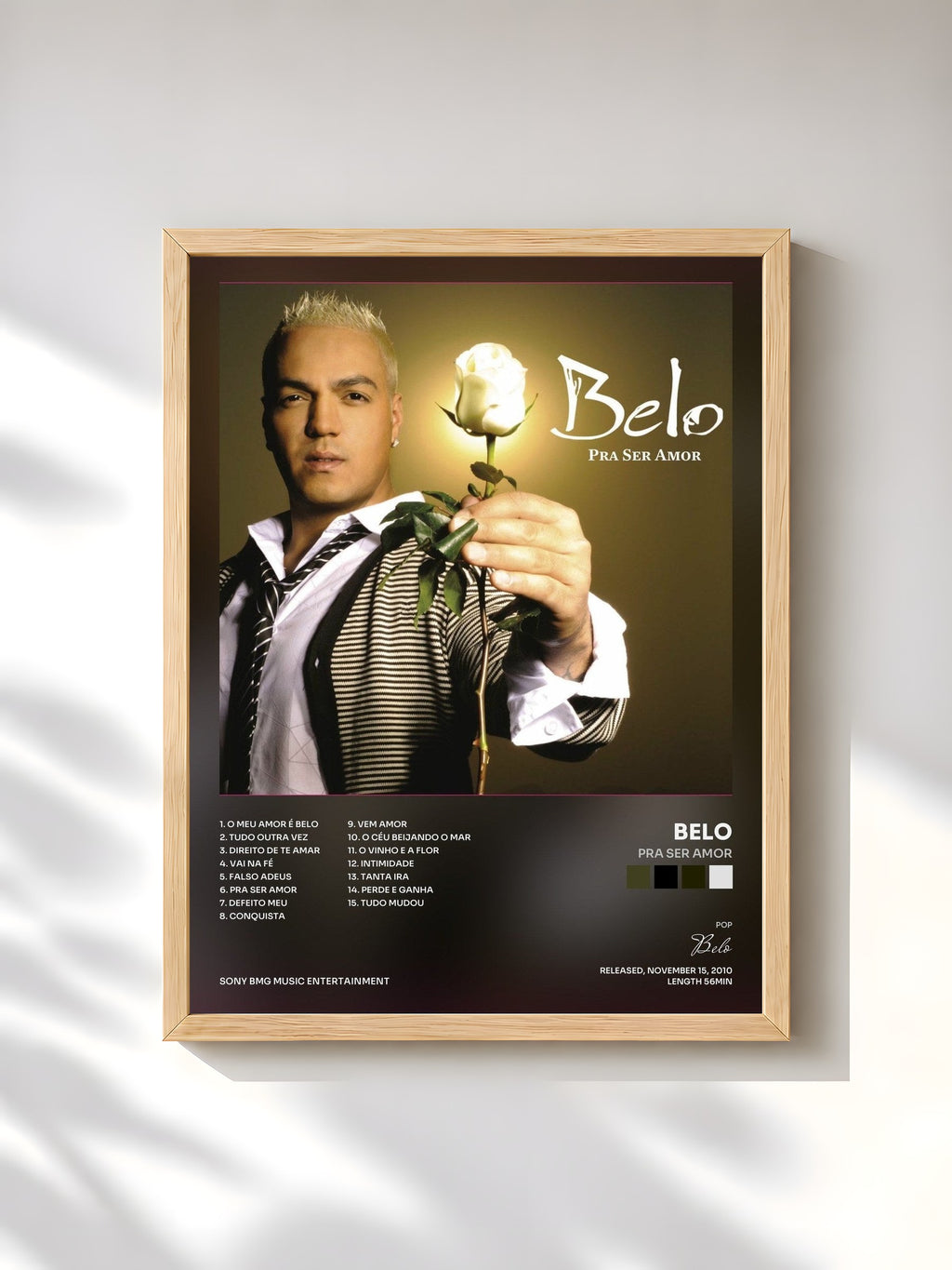 #bois Tableau de l'album Pra Ser Amor de Belo, cadre en bois brut, imprimé et encadré en France