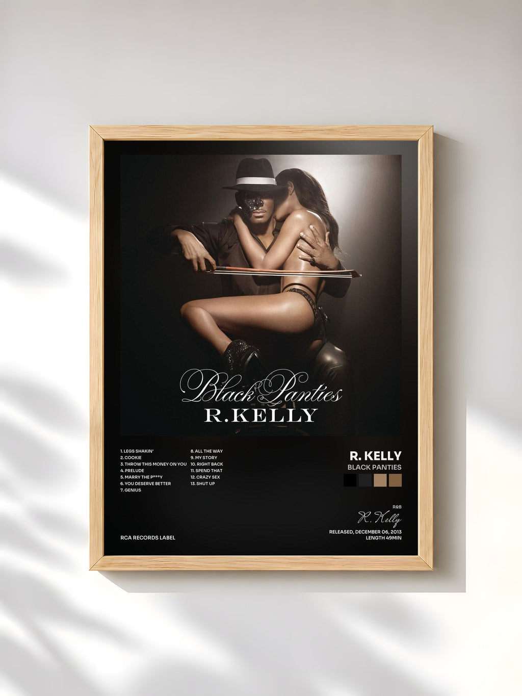 #bois Tableau de l'album Black Panties de R. Kelly, cadre en bois brut, imprimé et encadré en France
