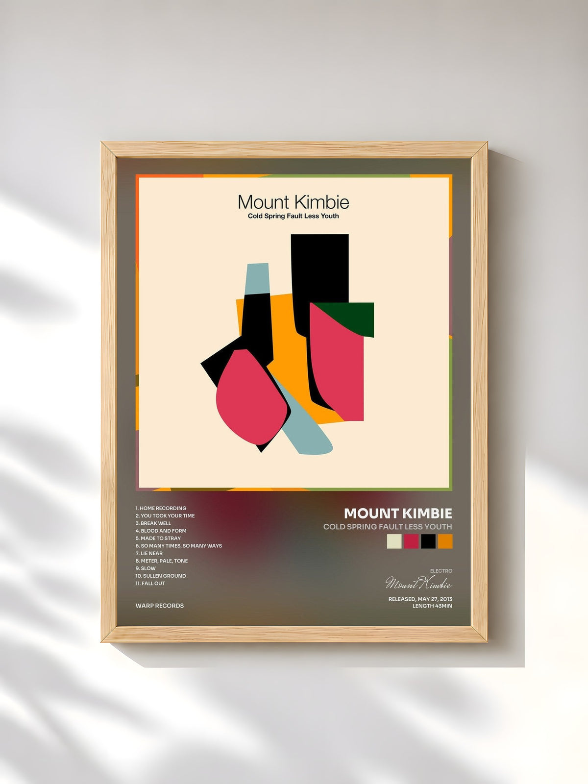 #bois Tableau de l'album Cold Spring Fault Less Youth de Mount Kimbie, cadre en bois brut, imprimé et encadré en France
