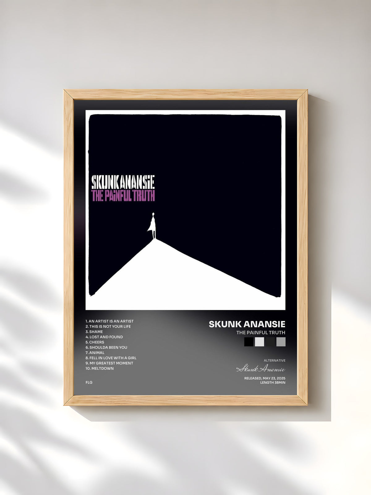 #bois Tableau de l'album The Painful Truth de Skunk Anansie, cadre en bois brut, imprimé et encadré en France