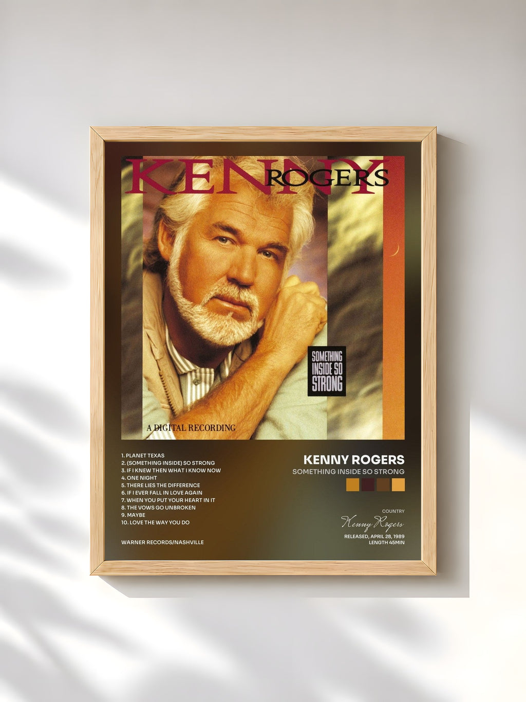 #bois Tableau de l'album Something Inside So Strong de Kenny Rogers, cadre en bois brut, imprimé et encadré en France