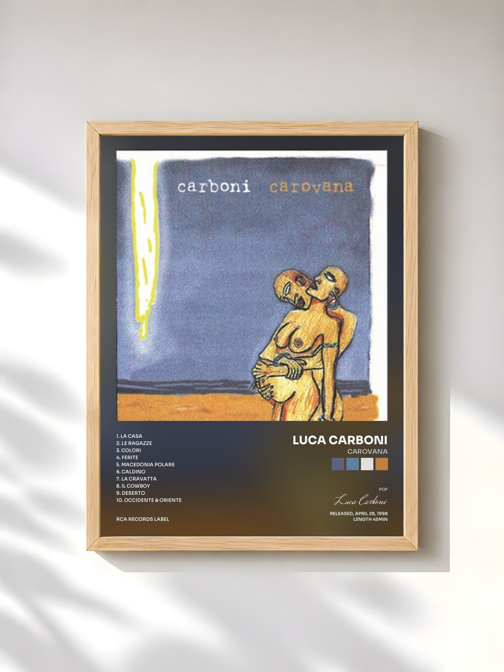 #bois Tableau de l'album Carovana de Luca Carboni, cadre en bois brut, imprimé et encadré en France