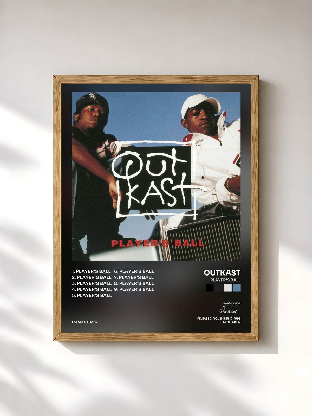 #bois Tableau de l'album Player's Ball de Outkast, cadre en bois brut, imprimé et encadré en France