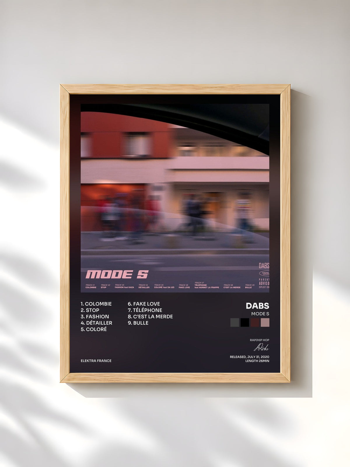#bois Tableau de l'album Mode S de Dabs, cadre en bois brut, imprimé et encadré en France