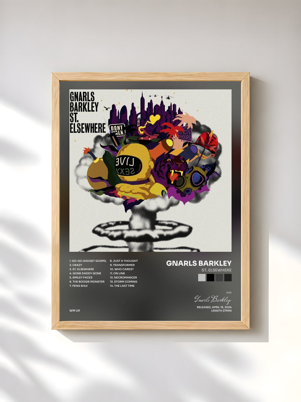 #bois Tableau de l'album St. Elsewhere de Gnarls Barkley, cadre en bois brut, imprimé et encadré en France