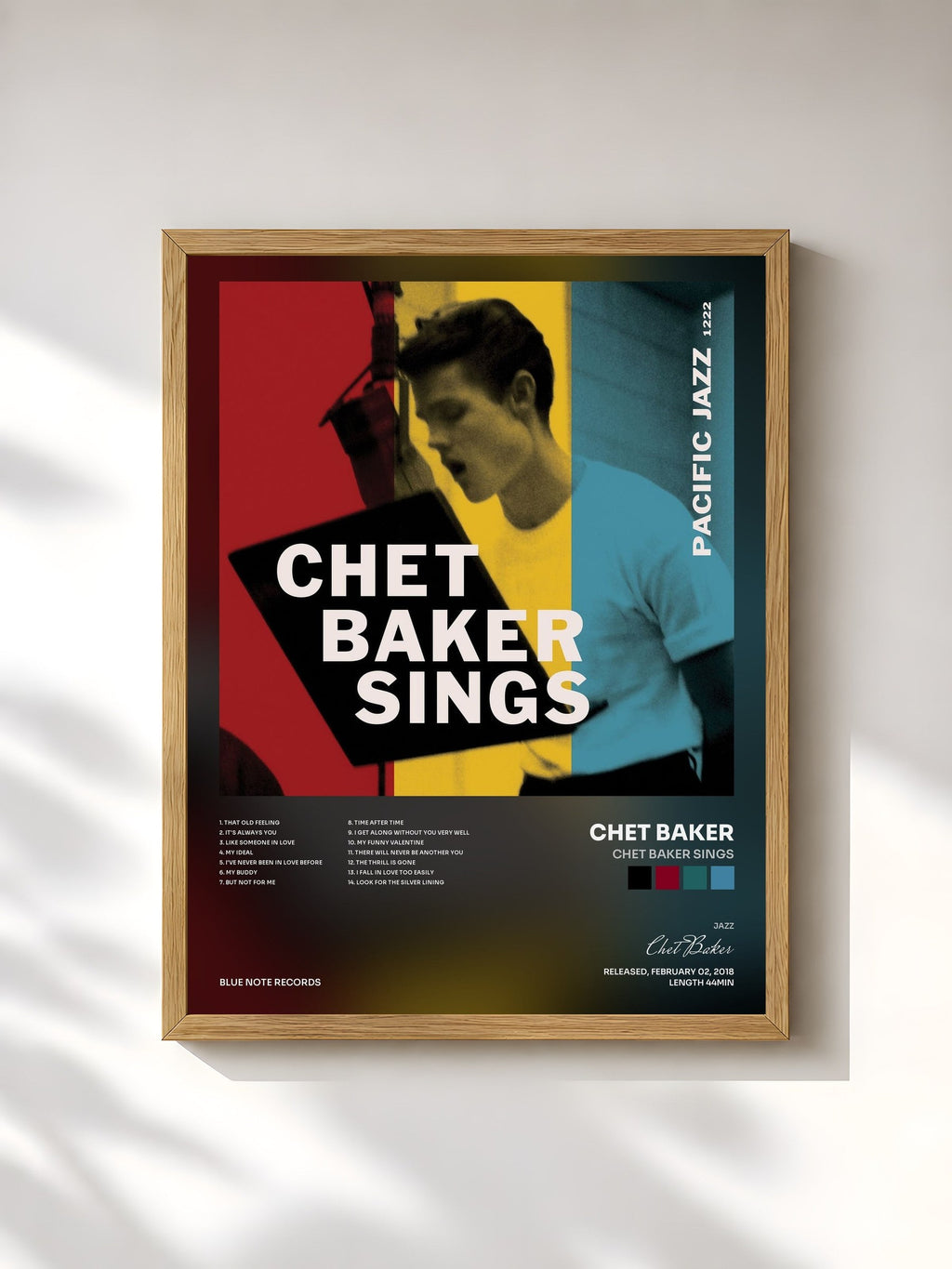 #bois Tableau de l'album Chet Baker Sings de Chet Baker, cadre en bois brut, imprimé et encadré en France