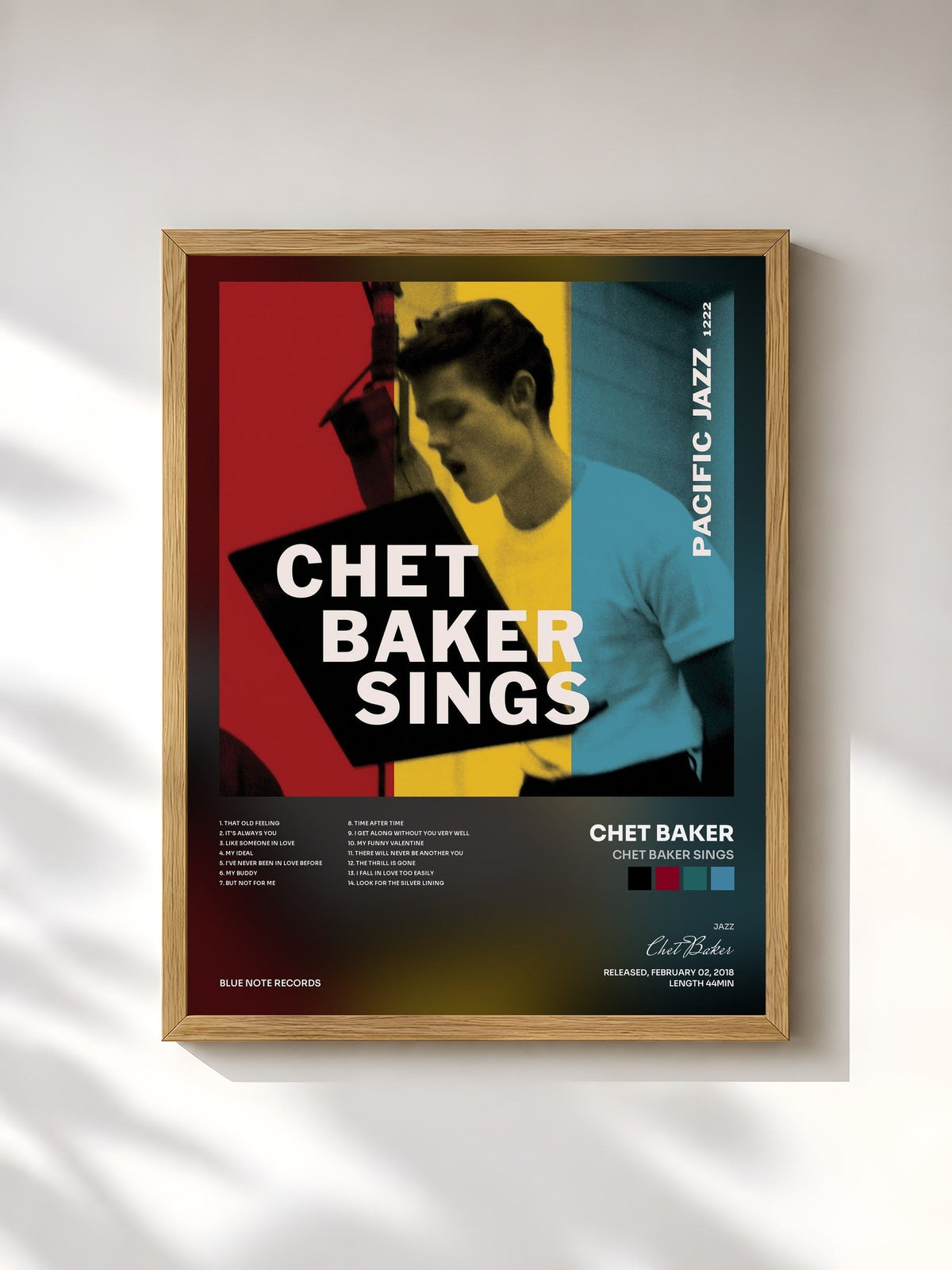 #bois Tableau de l'album Chet Baker Sings de Chet Baker, cadre en bois brut, imprimé et encadré en France