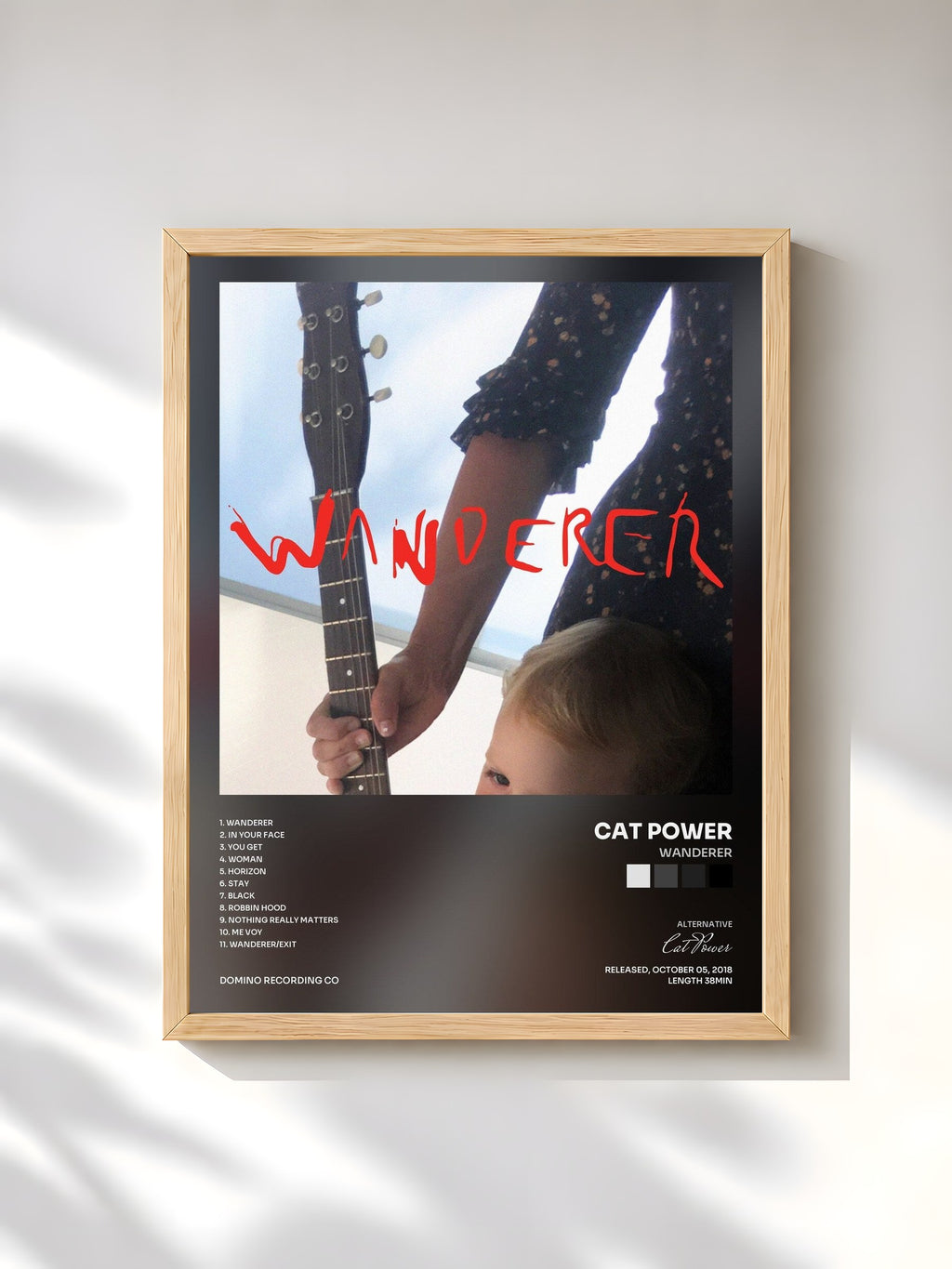 #bois Tableau de l'album Wanderer de Cat Power, cadre en bois brut, imprimé et encadré en France