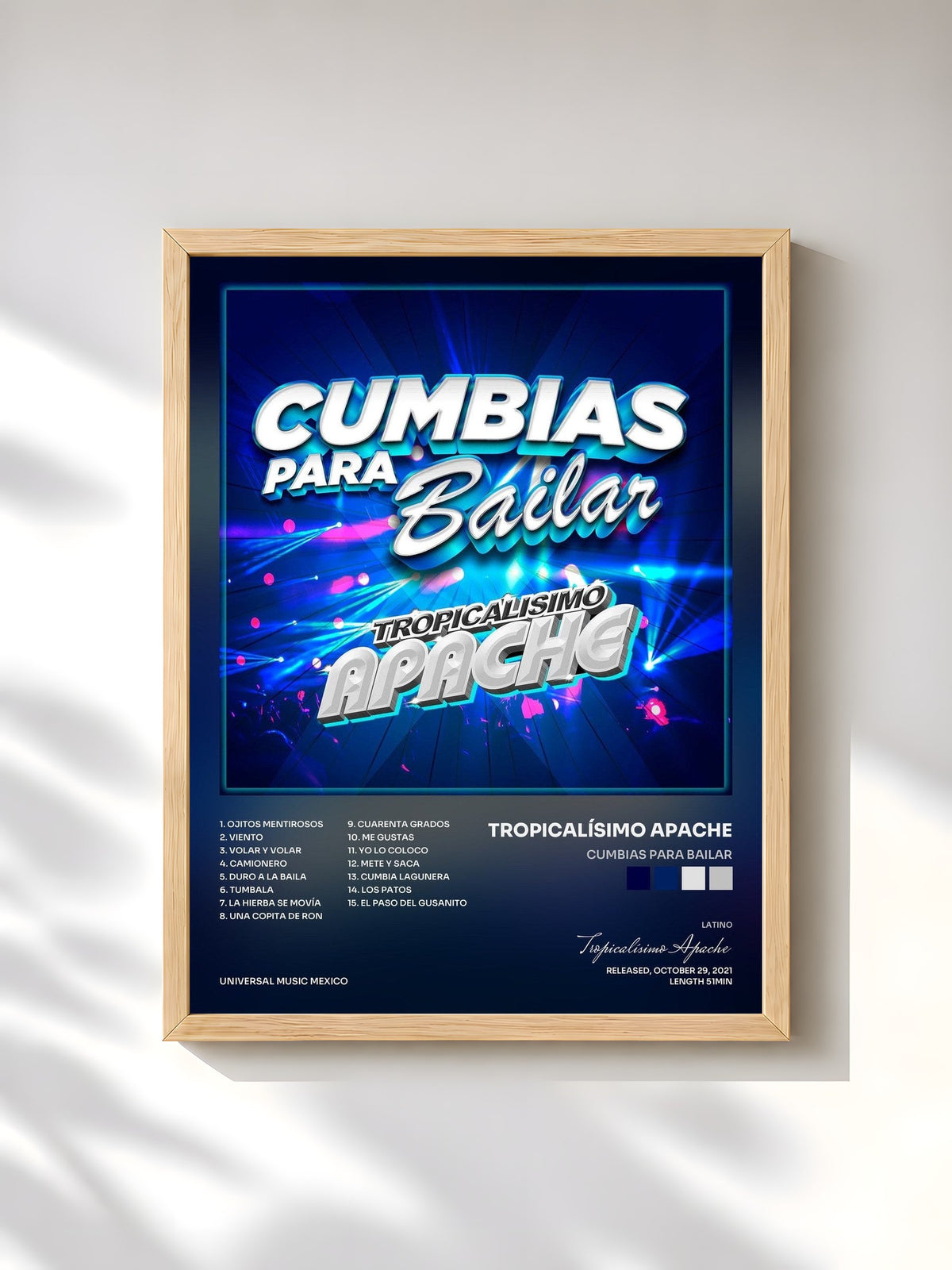 #bois Tableau de l'album Cumbias Para Bailar de Tropicalísimo Apache, cadre en bois brut, imprimé et encadré en France