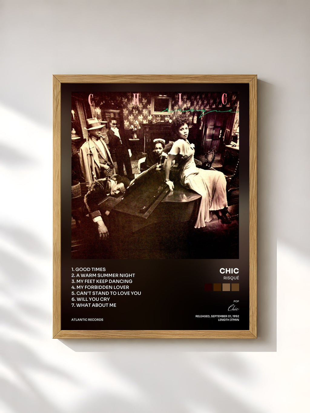 #bois Tableau de l'album Risqué de Chic, cadre en bois brut, imprimé et encadré en France