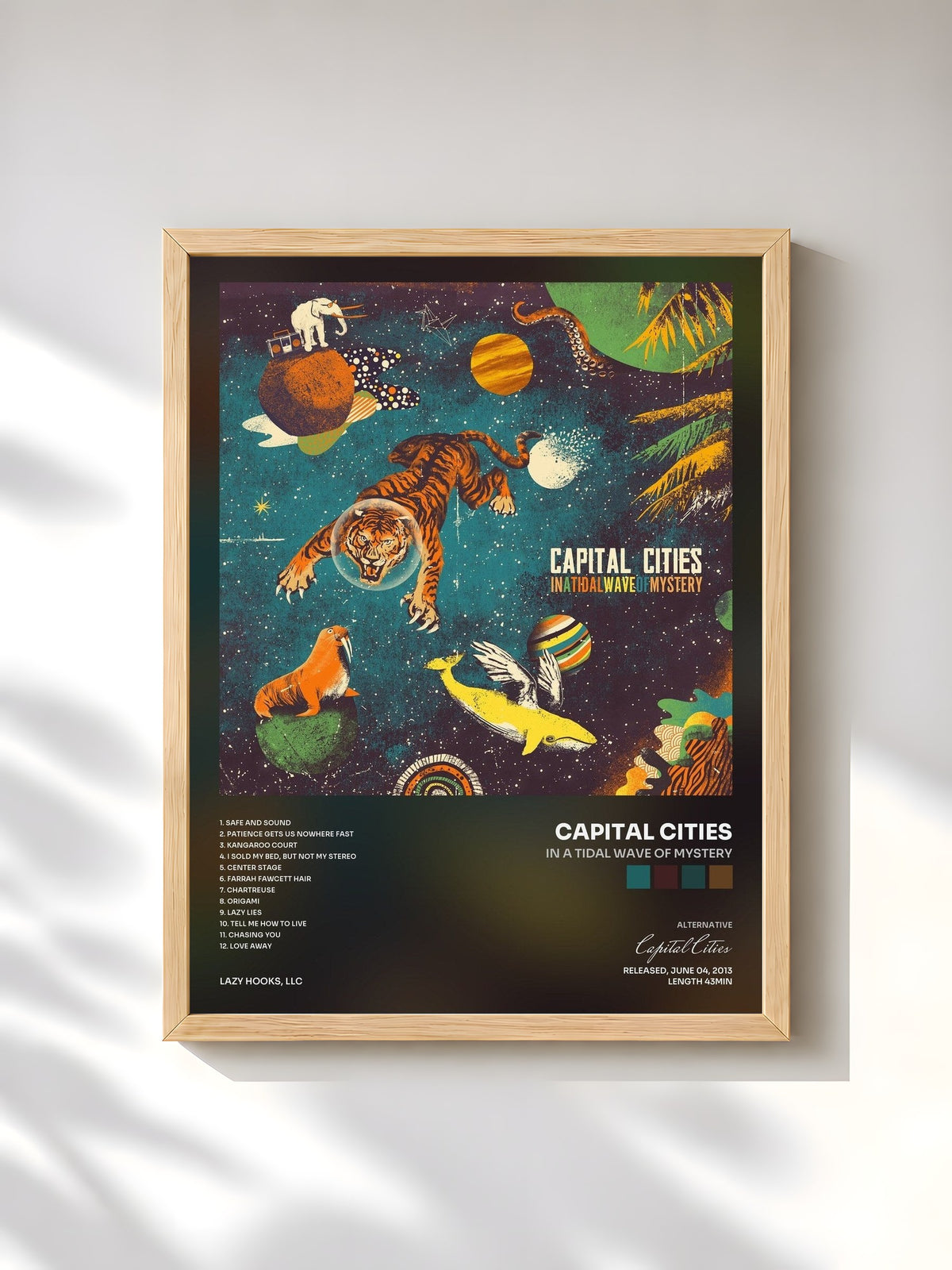 #bois Tableau de l'album In A Tidal Wave of Mystery de Capital Cities, cadre en bois brut, imprimé et encadré en France