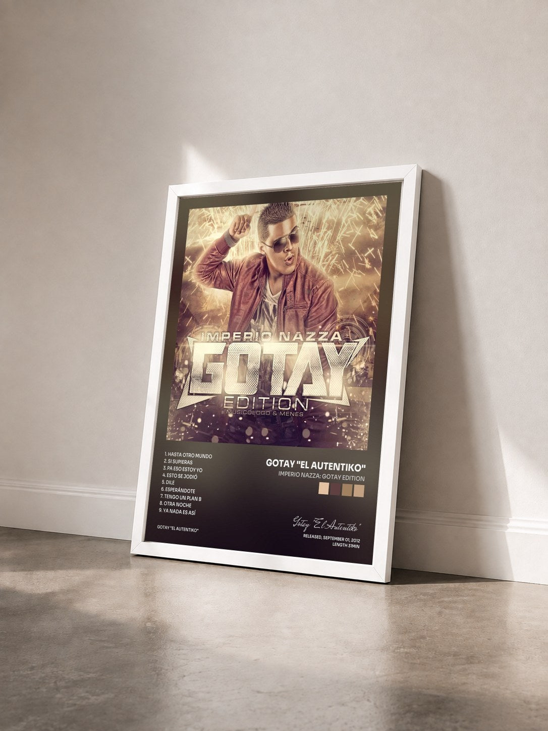 #blanc Tableau de l'album Imperio Nazza: Gotay Edition de Gotay "El Autentiko" vu de trois quarts, cadre blanc