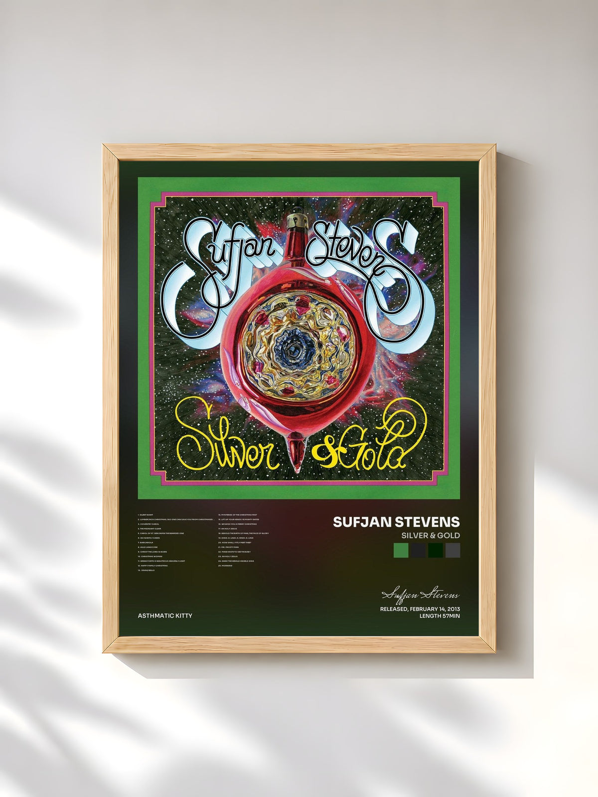 #bois Tableau de l'album Silver & Gold de Sufjan Stevens, cadre en bois brut, imprimé et encadré en France