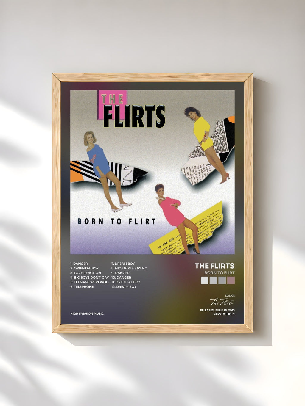 #bois Tableau de l'album Born To Flirt de The Flirts, cadre en bois brut, imprimé et encadré en France
