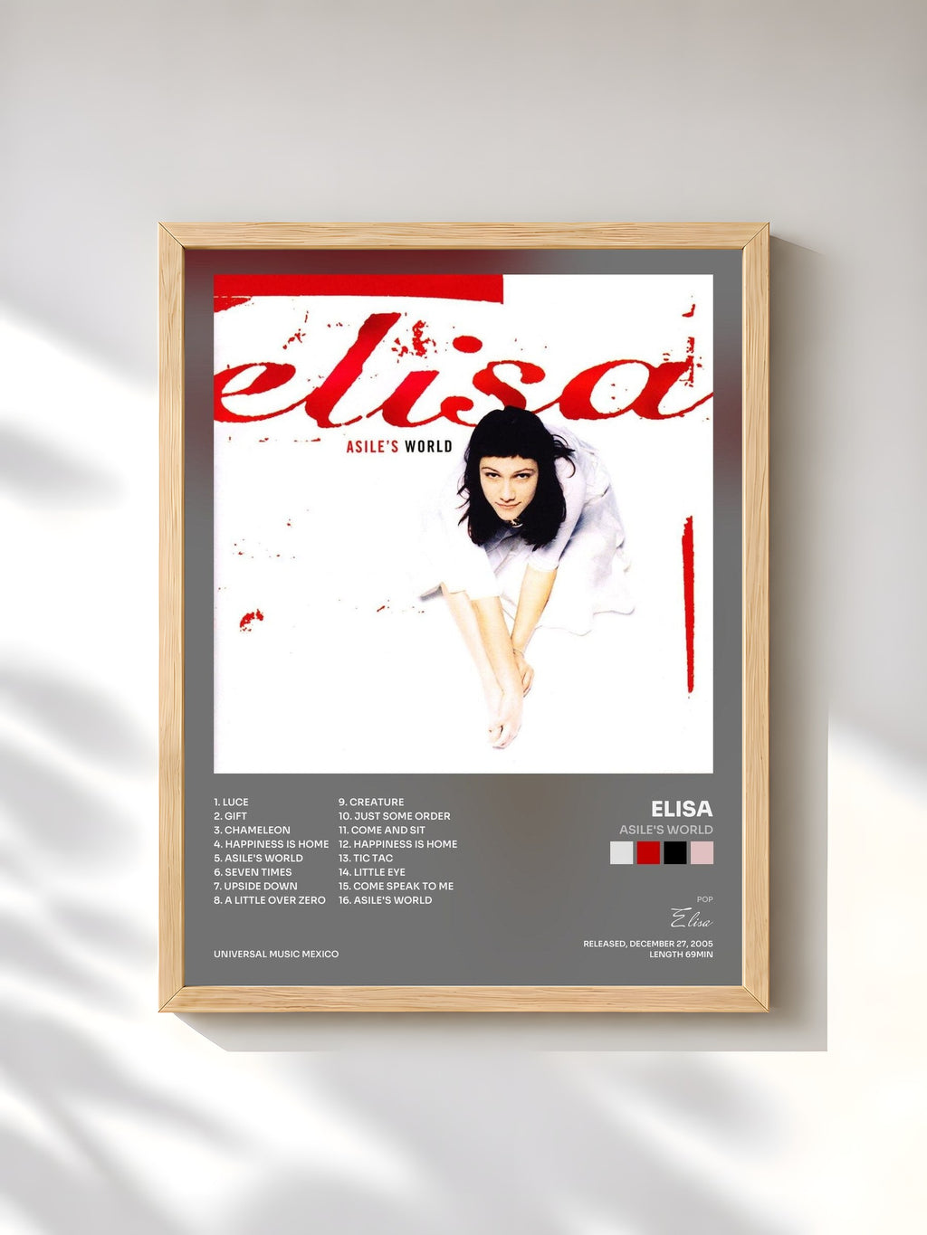 #bois Tableau de l'album Asile's World de Elisa, cadre en bois brut, imprimé et encadré en France